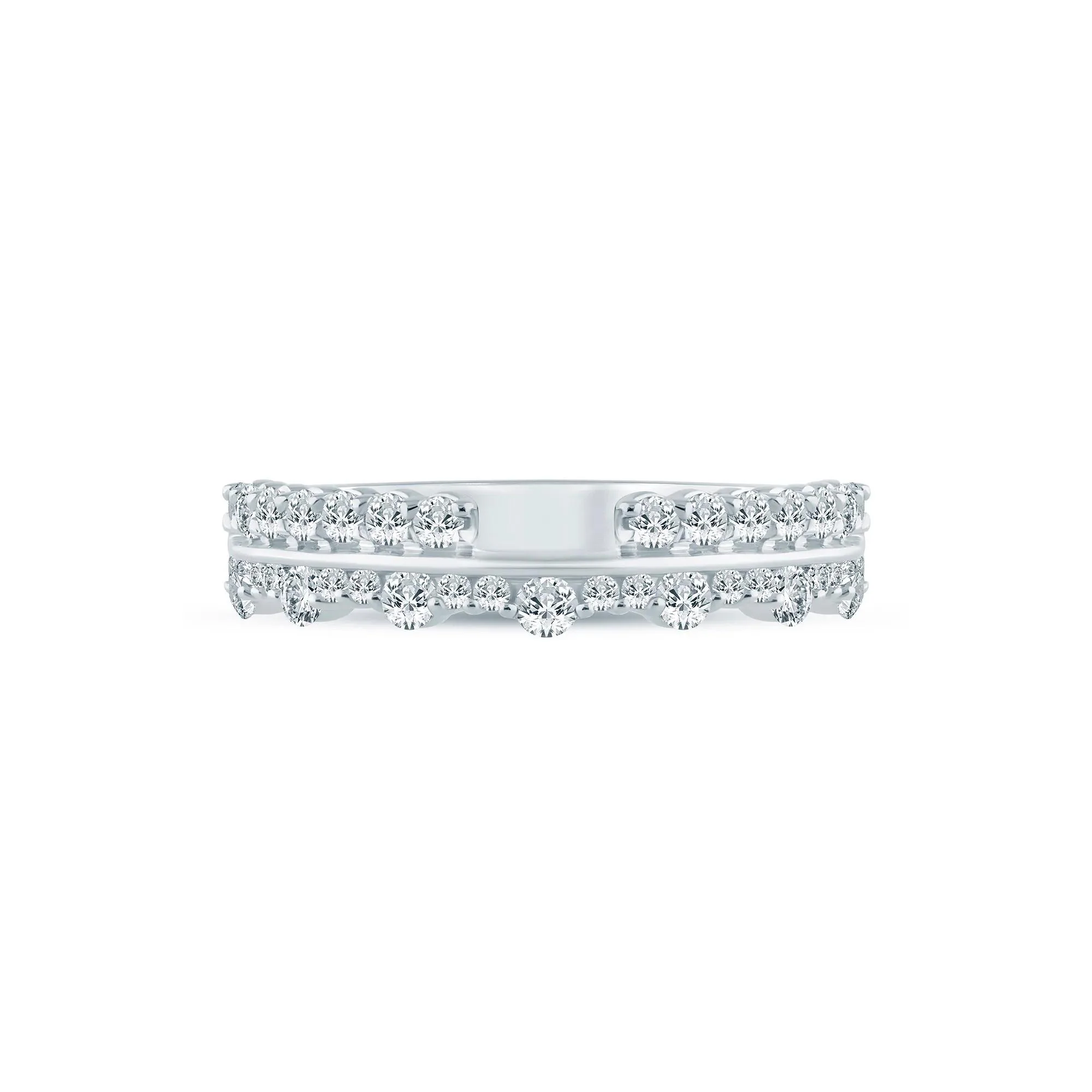 5/8 CT. Tw. Lab Grown Diamond Multi-Row Anniversary Band Ring 14K White Gold Size 5 2.5mm