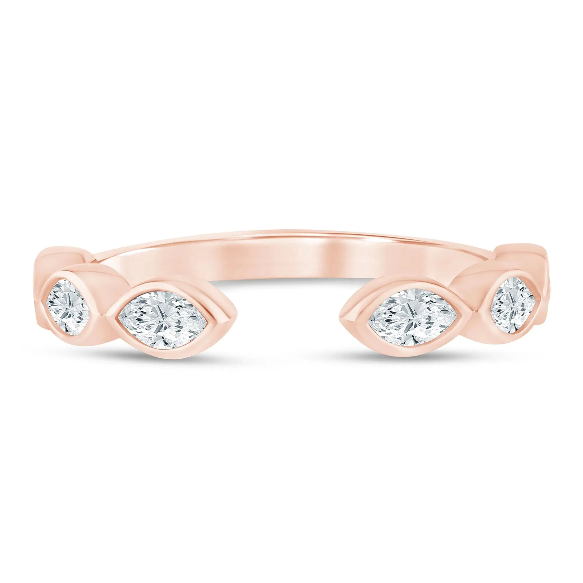 5/8 CT. Tw. Lab Grown Diamond Marquise Open Band Ring 14K Rose Gold Size 6.5 2mm