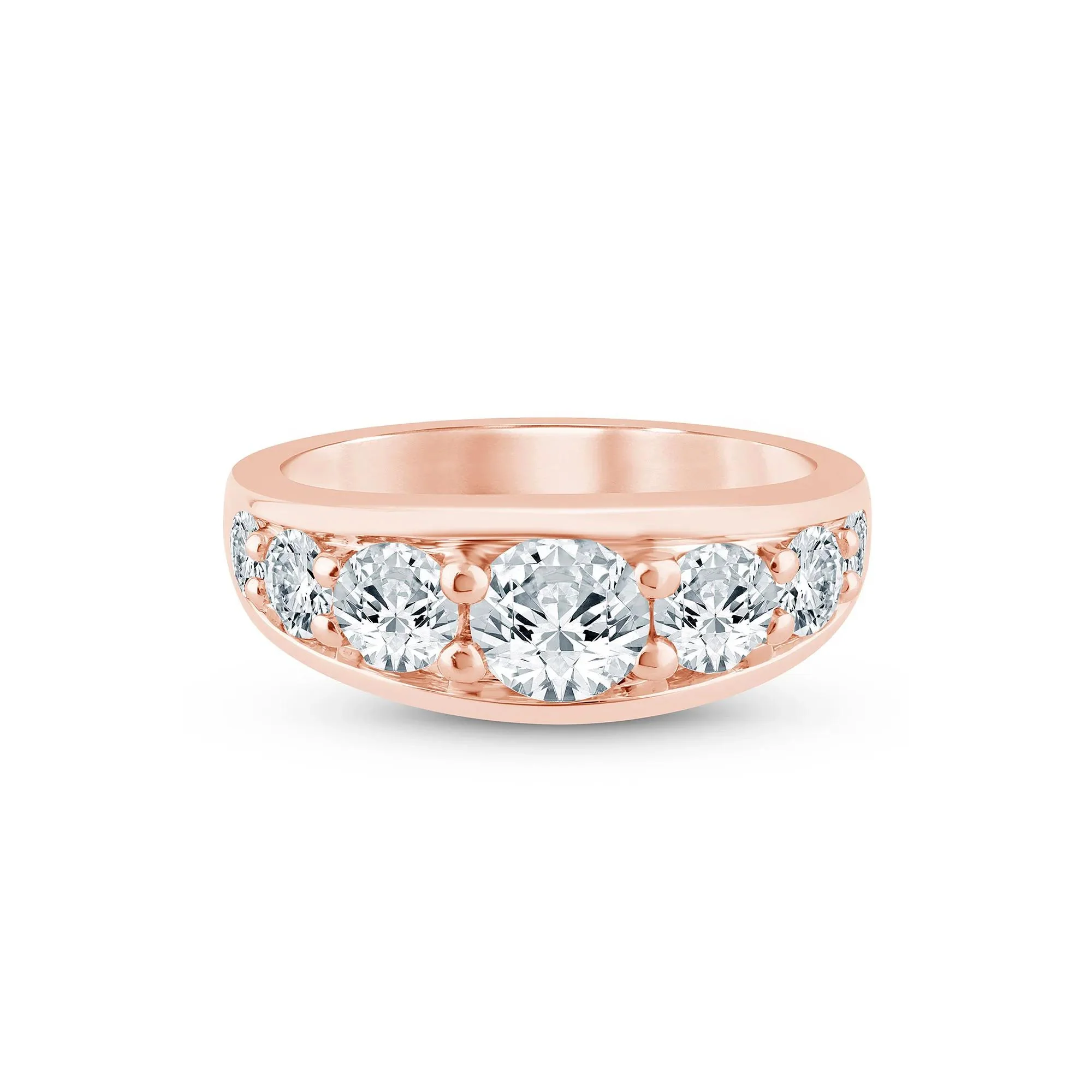 2 CT. Tw. Lab Grown Diamond Graduated Channel Band Ring 14K Rose Gold Size 6 2mm
