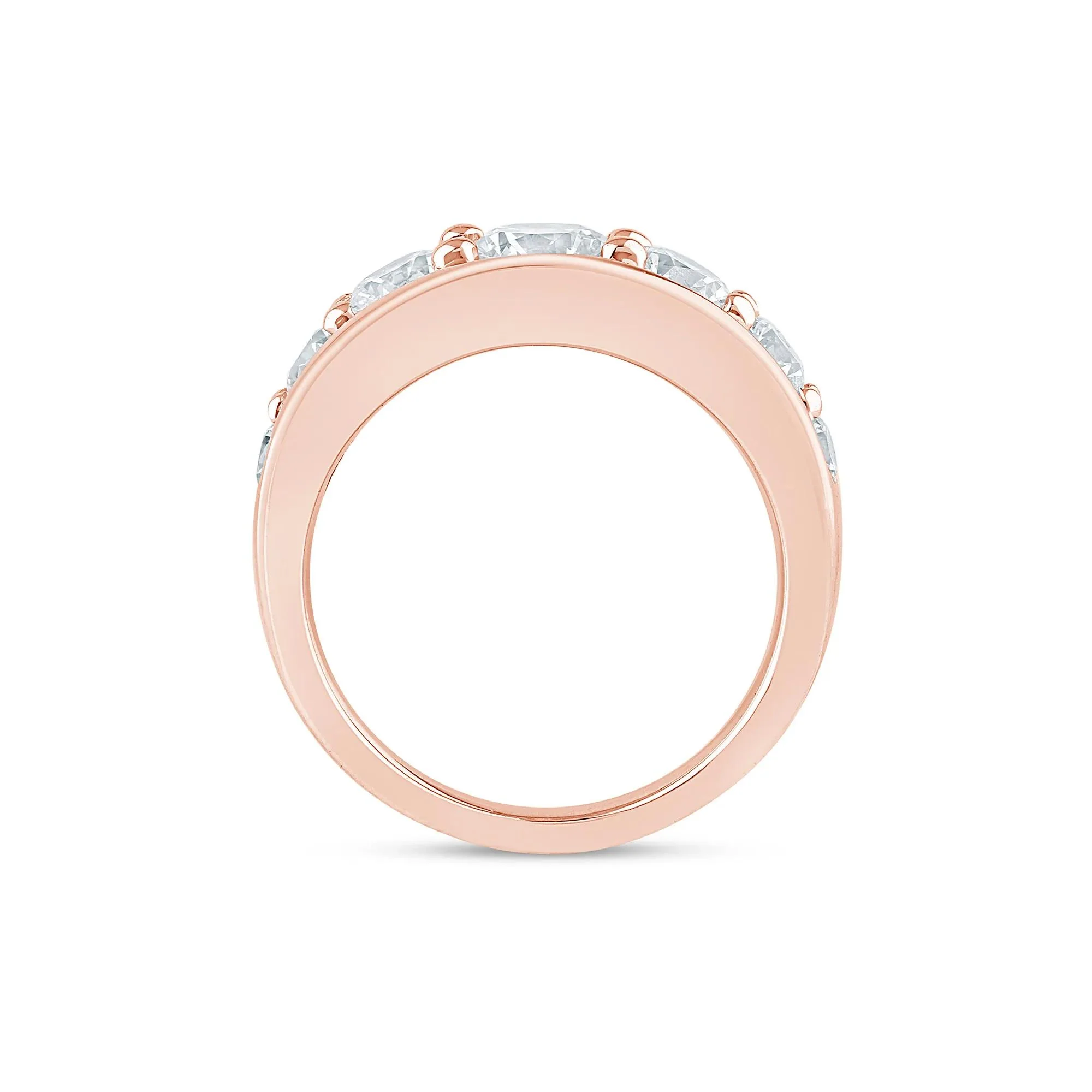 2 CT. Tw. Lab Grown Diamond Graduated Channel Band Ring 14K Rose Gold Size 9 2mm - Image 2