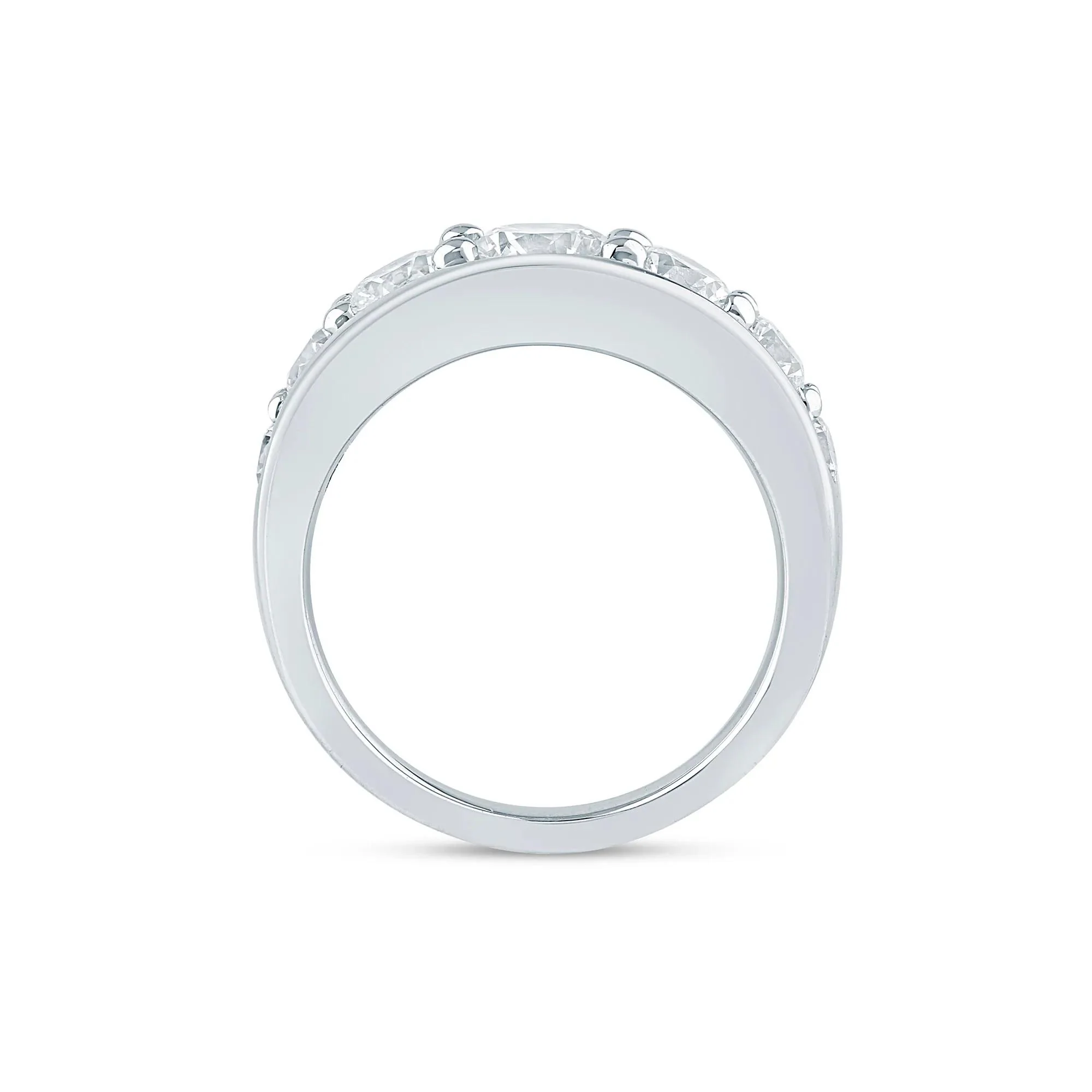 2 CT. Tw. Lab Grown Diamond Graduated Channel Band Ring 14K White Gold Size 7.5 2mm - Image 2