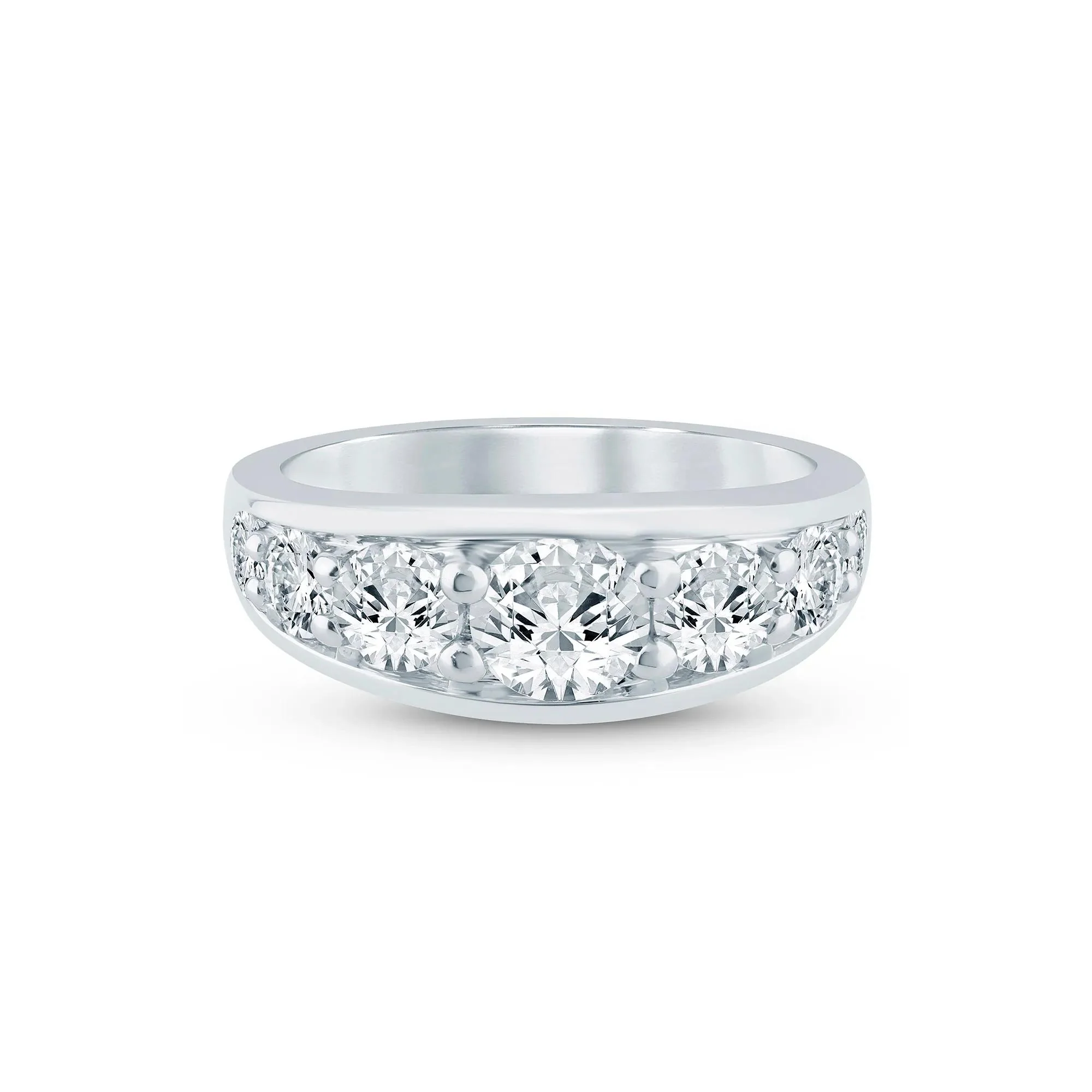 2 CT. Tw. Lab Grown Diamond Graduated Channel Band Ring 14K White Gold Size 8.5 2mm