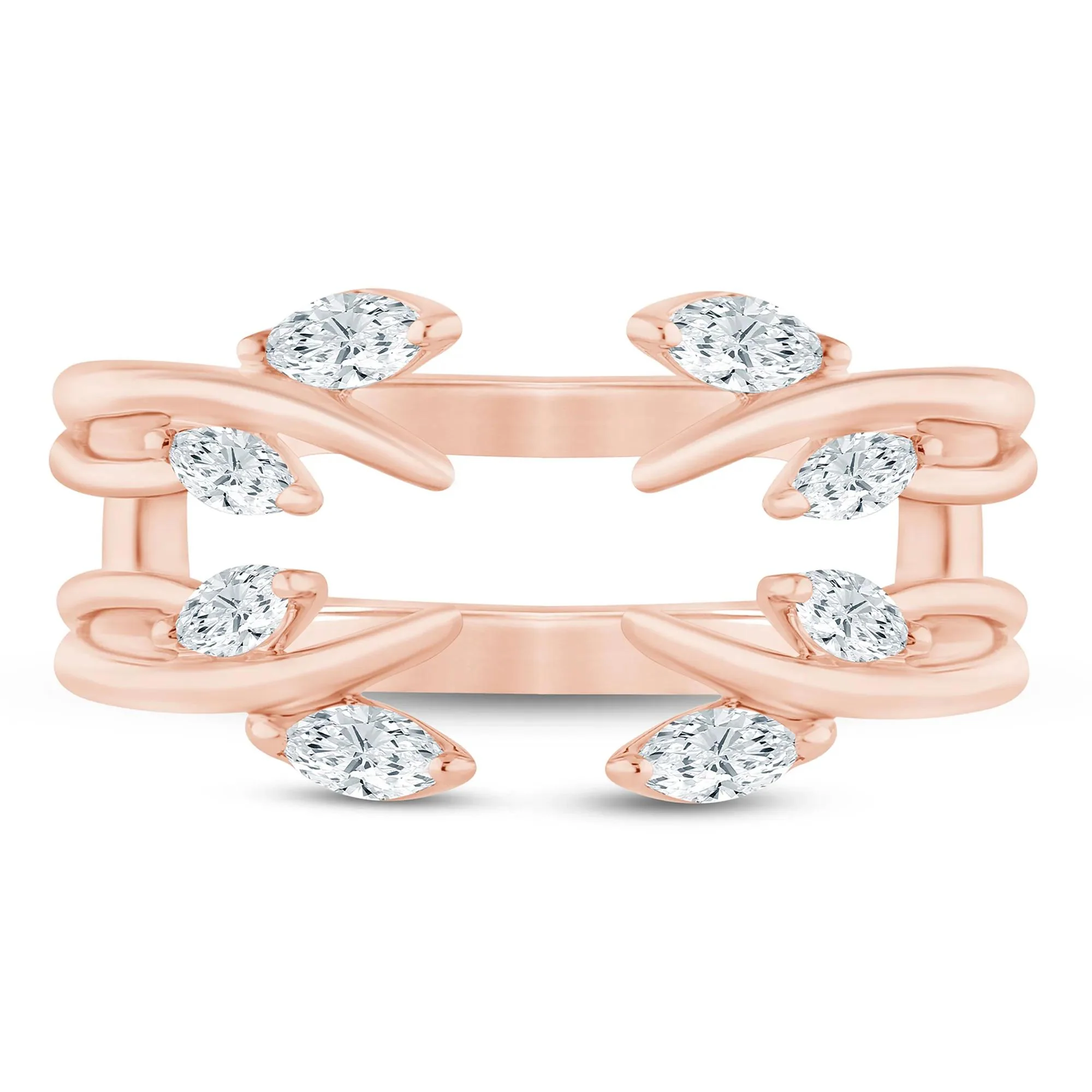 3/8 CT. Tw. Lab Grown Diamond Marquise Open Insert 14K Rose Gold Ring Size 7.5 6.5mm