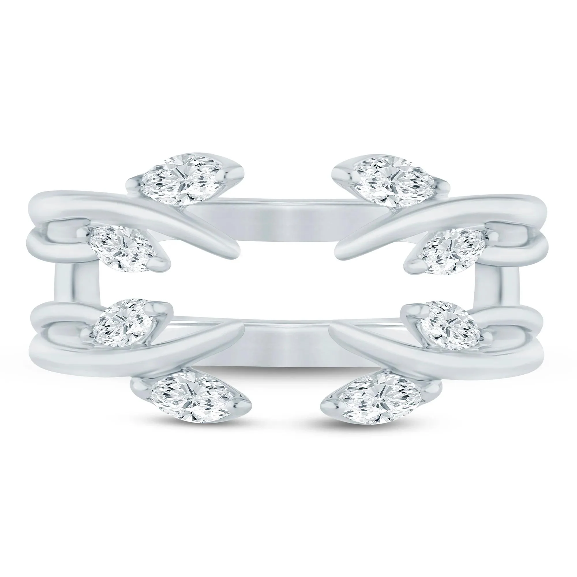 3/8 CT. Tw. Lab Grown Diamond Marquise Open Insert 14K White Gold Ring Size 5 6.5mm