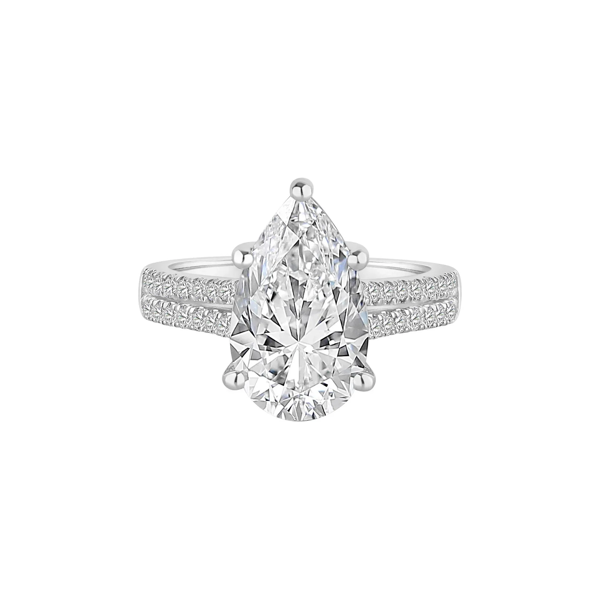 3 1/2 CT. Tw. Lab Grown Diamond Pear-Shaped Engagement Ring 14K White Gold Size 7