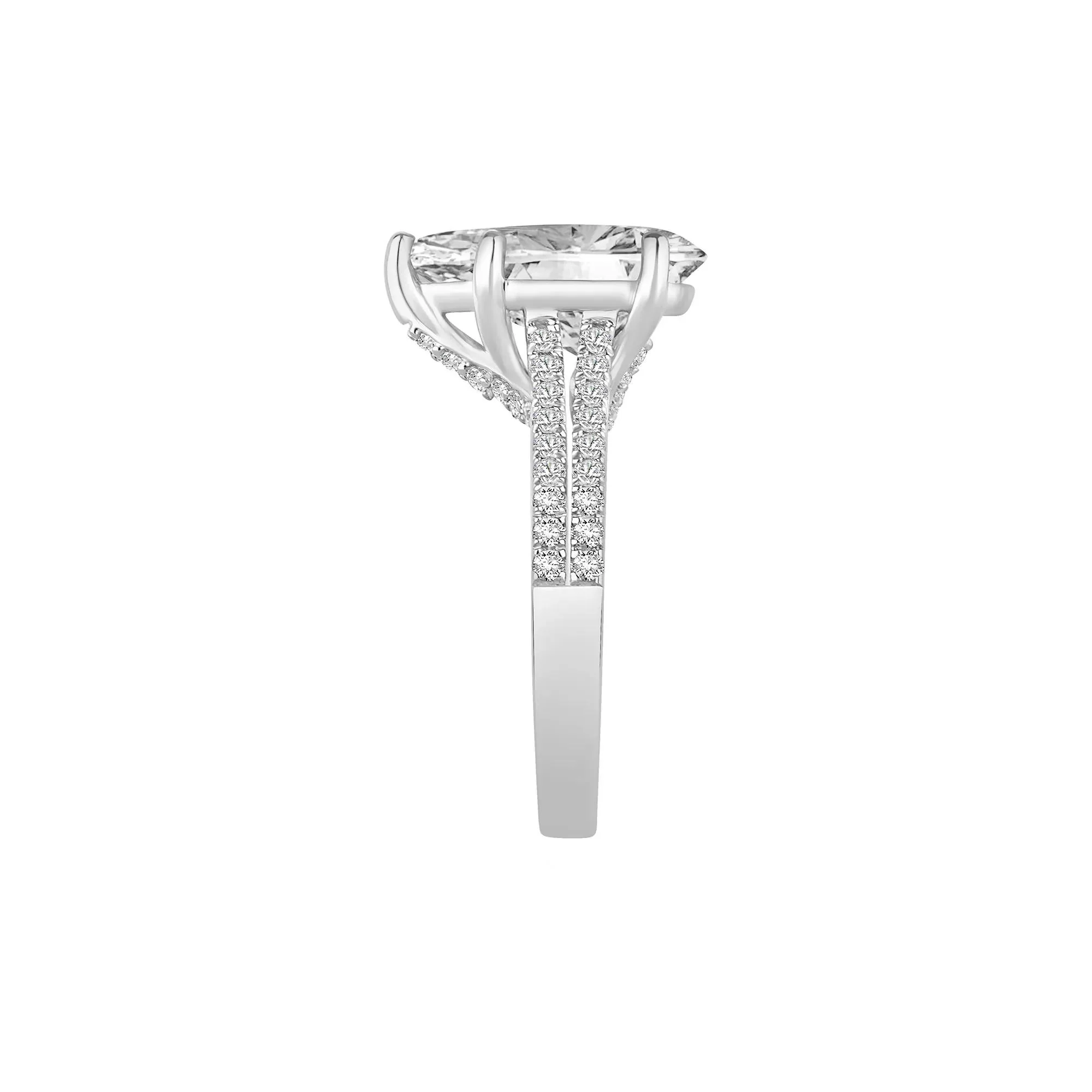 3 1/2 CT. Tw. Lab Grown Diamond Pear-Shaped Engagement Ring 14K White Gold Size 7.5 - Image 3