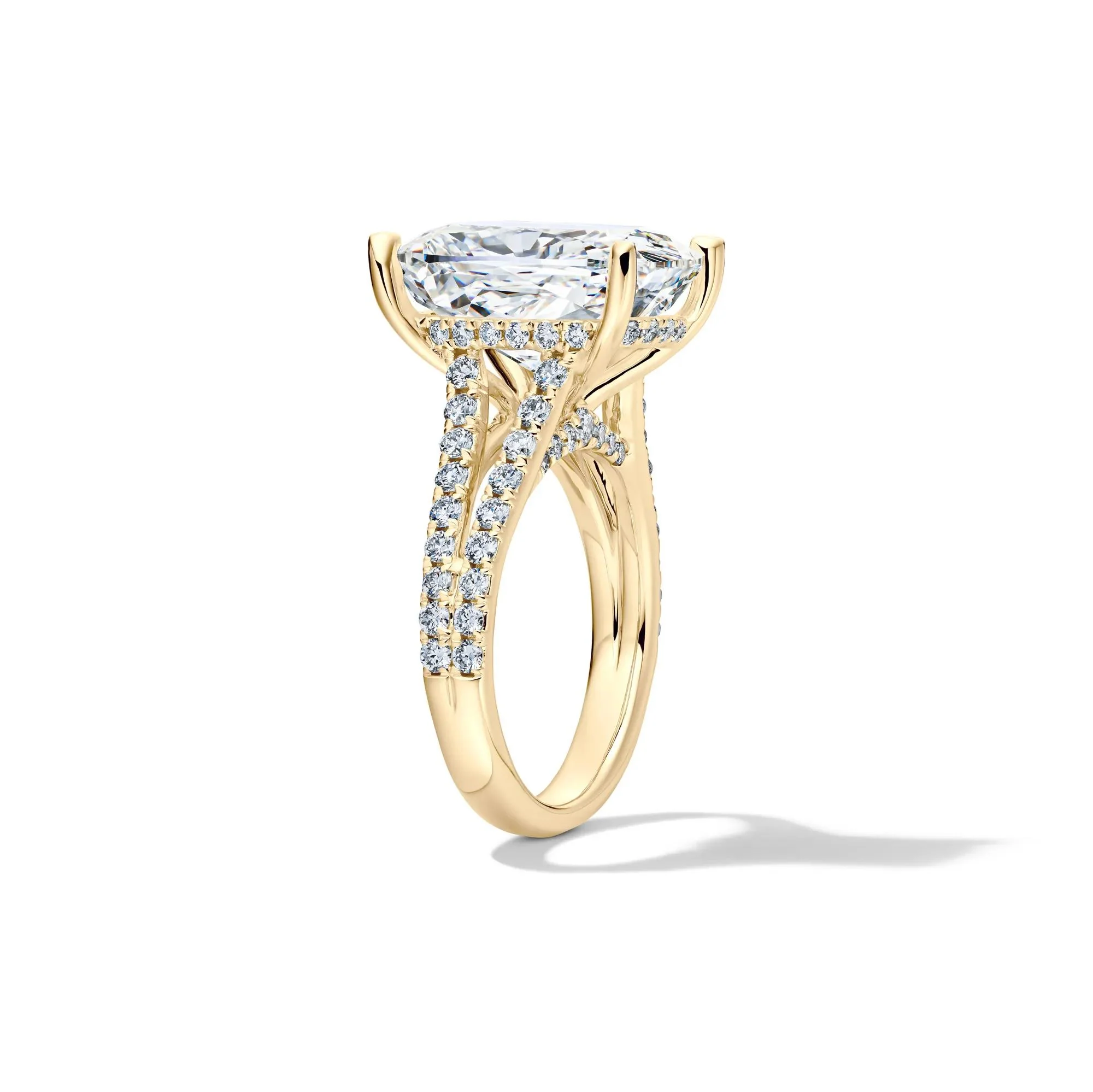 11 CT. Tw. Lab Grown Diamond Elongated Cushion-Cut Engagement Ring 14K Yellow Gold Size 9 1.5mm - Image 3