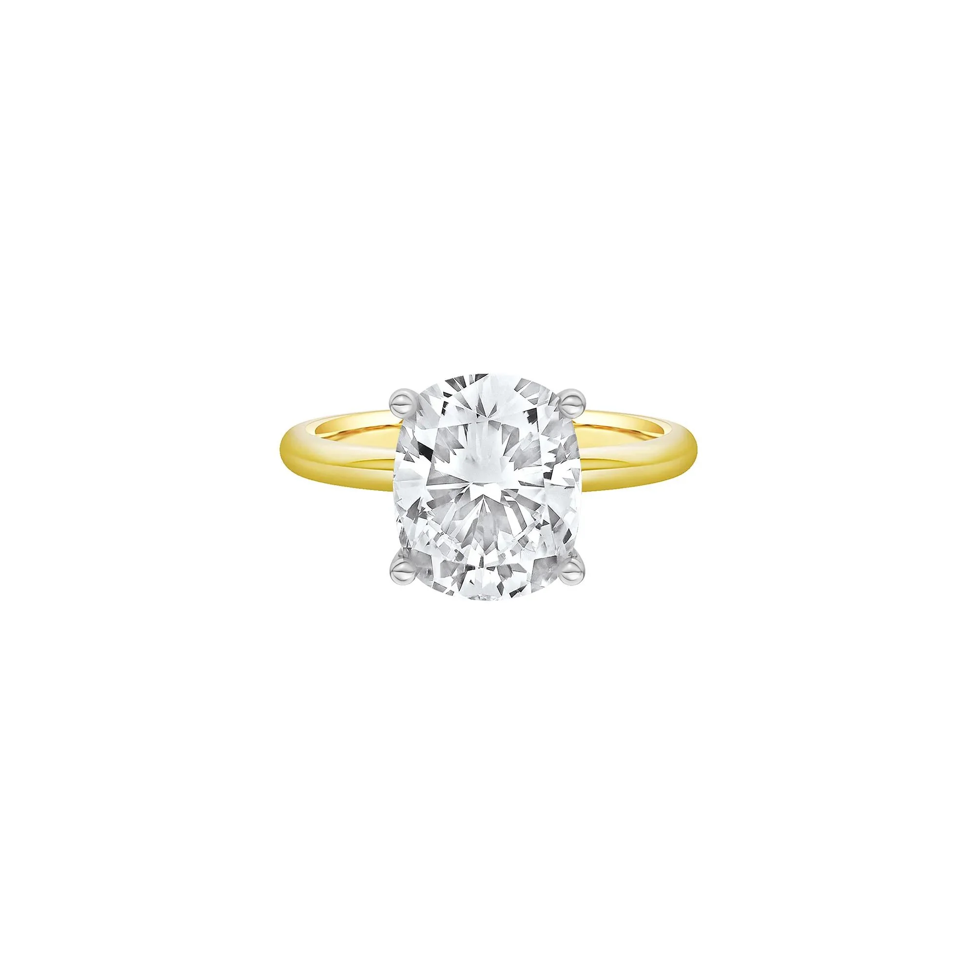 4 CT. Tw. Lab Grown Diamond Elongated Cushion-Cut Engagement Ring 14K Yellow and White Gold Size 6 2mm