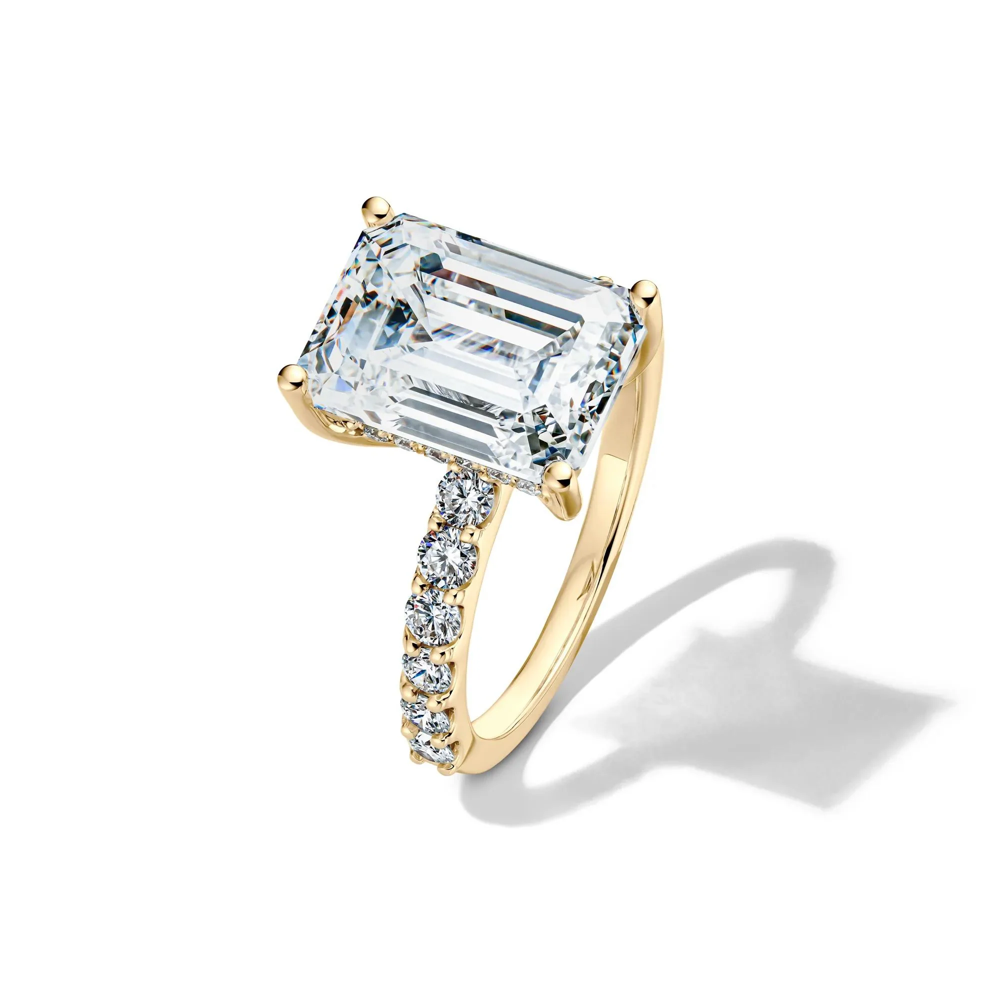 7 3/4 CT. Tw. Lab Grown Diamond Emerald-Cut Engagement Ring 14K Yellow Gold Size 8.5 12.5mm - Image 4