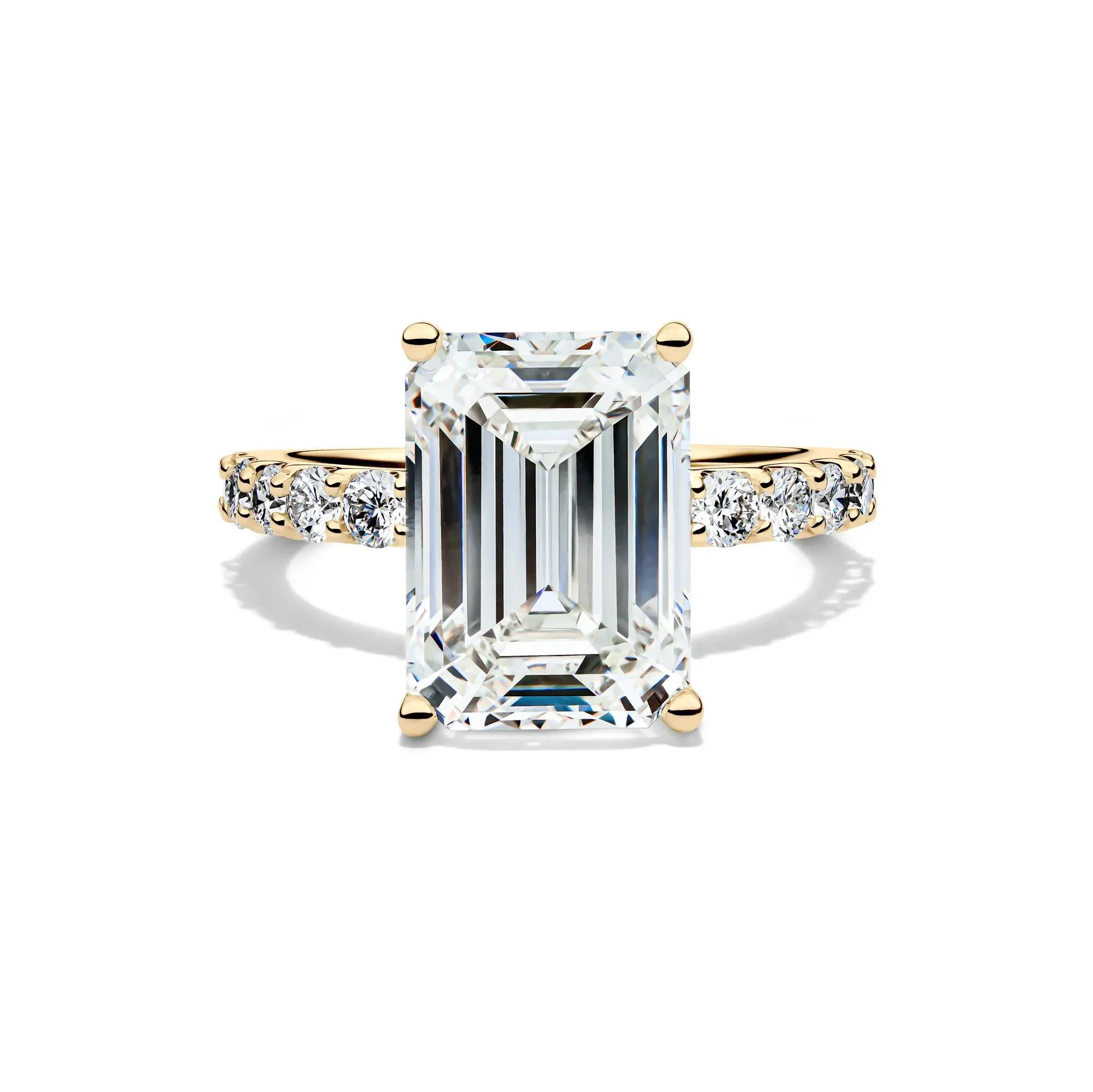 7 3/4 CT. Tw. Lab Grown Diamond Emerald-Cut Engagement Ring 14K Yellow Gold Size 9 12.5mm