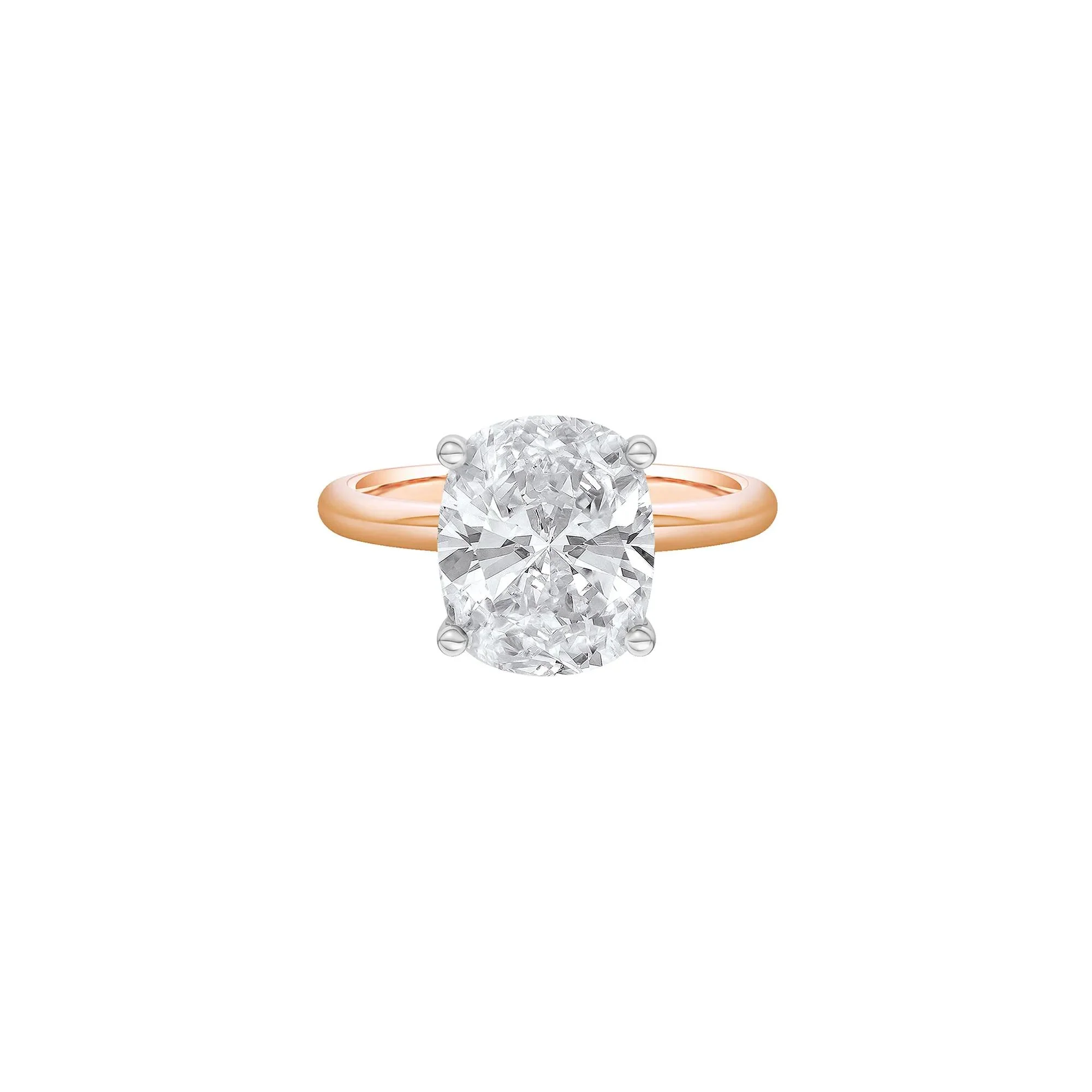 5 CT. Tw. Lab Grown Diamond Elongated Cushion-Cut Engagement Ring 14K Rose and White Gold Size 10.5 2mm