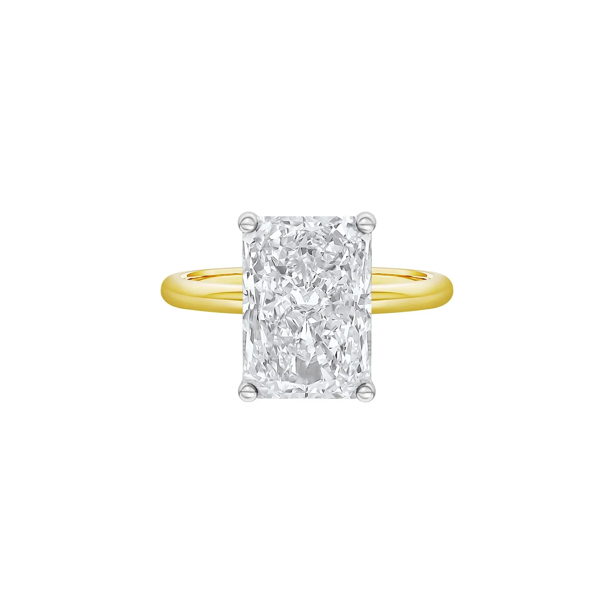 Lab Grown Diamond Radiant-Cut Solitaire Ring 14K Yellow & White Gold (5 CT.) Size 6 2mm