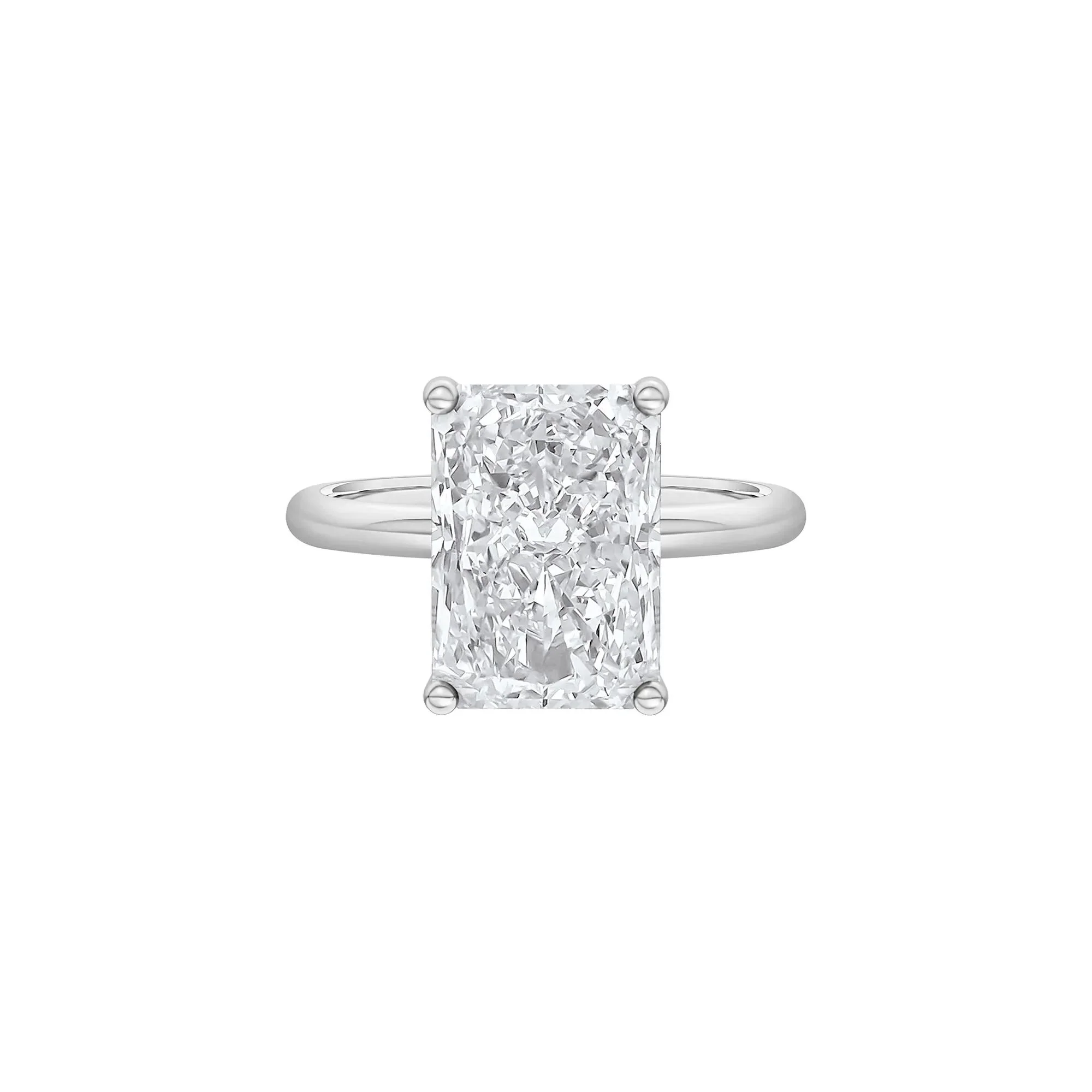 Lab Grown Diamond Radiant-Cut Solitaire Ring Platinum (5 CT.) White Size 9.5 2mm