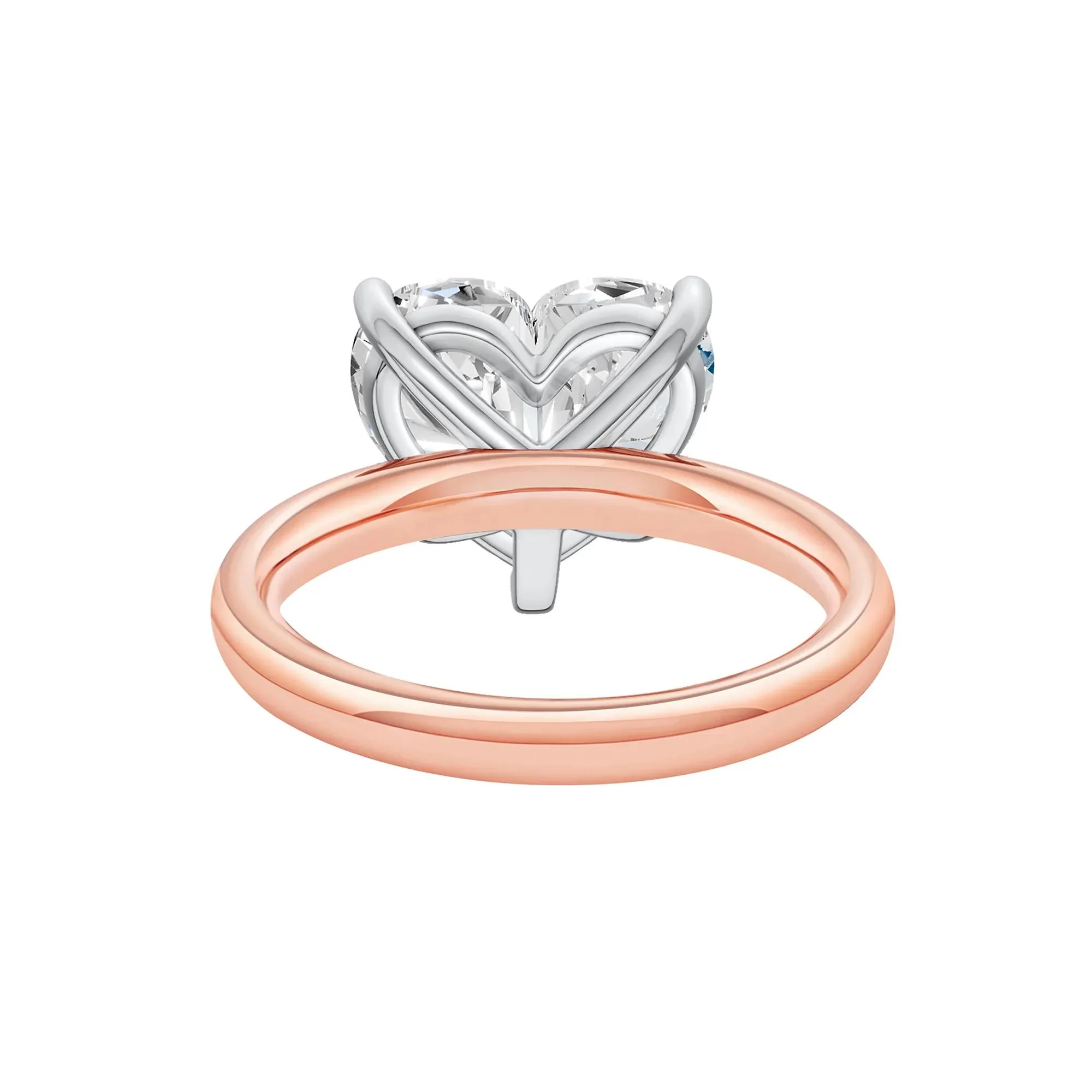 Lab Grown Diamond Heart-Shaped Solitaire Ring 14K Rose & White Gold (5 CT.) Size 11 2mm - Image 4