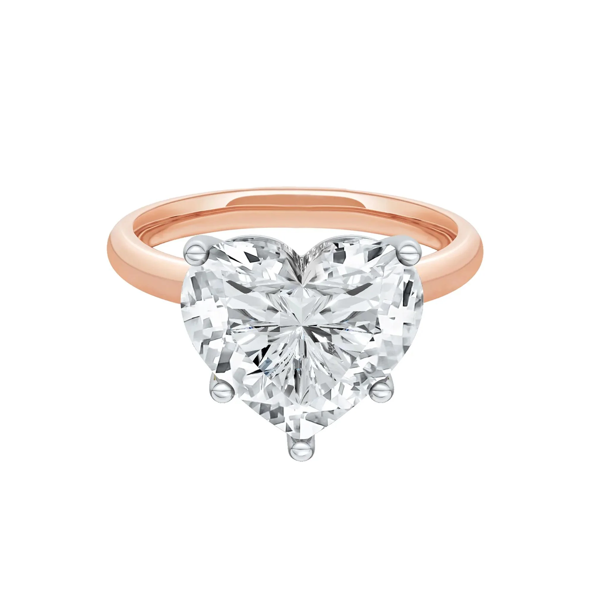 Lab Grown Diamond Heart-Shaped Solitaire Ring 14K Rose & White Gold (5 CT.) Size 8 2mm