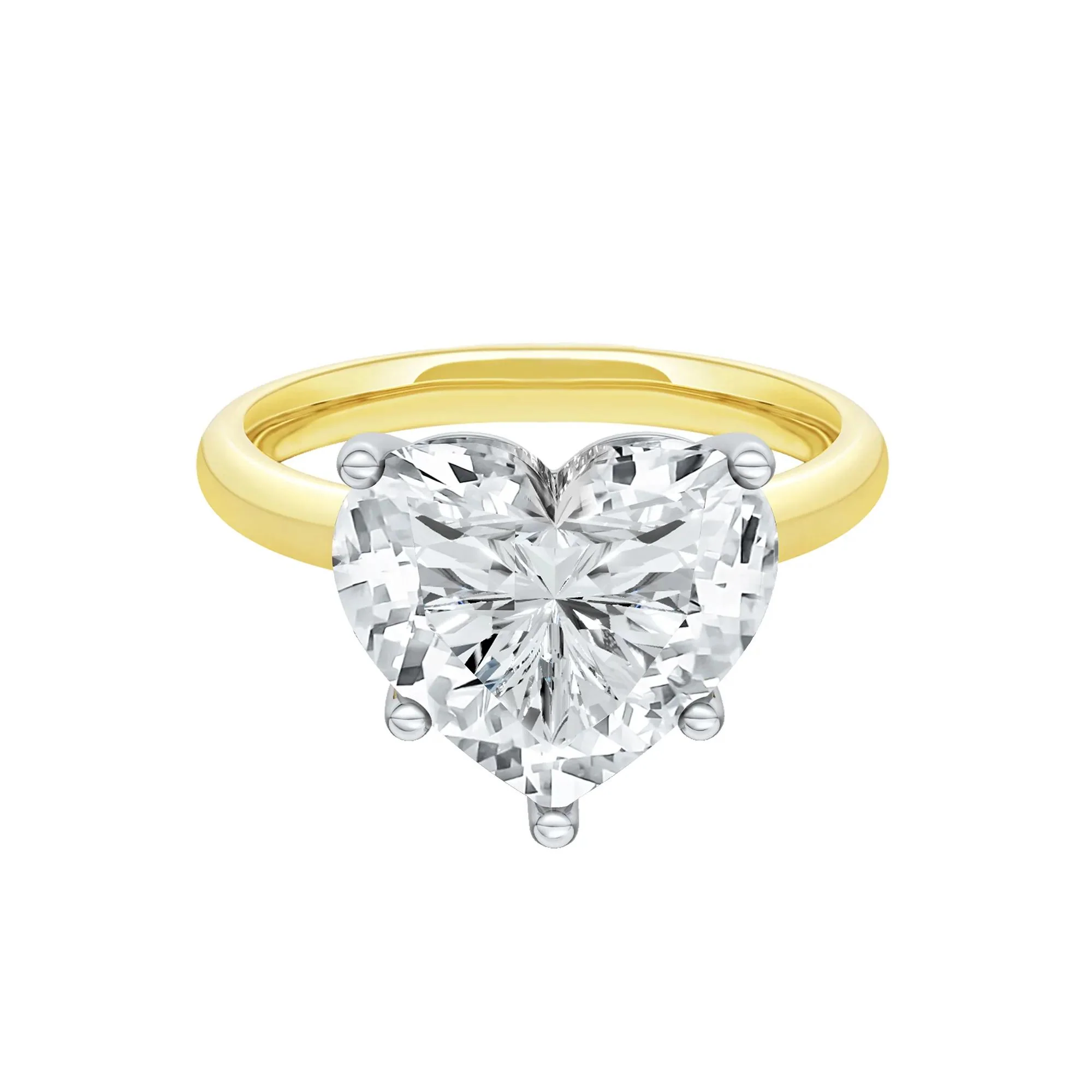 Lab Grown Diamond Heart-Shaped Solitaire Ring 14K Yellow & White Gold (5 CT.) Size 8 2mm