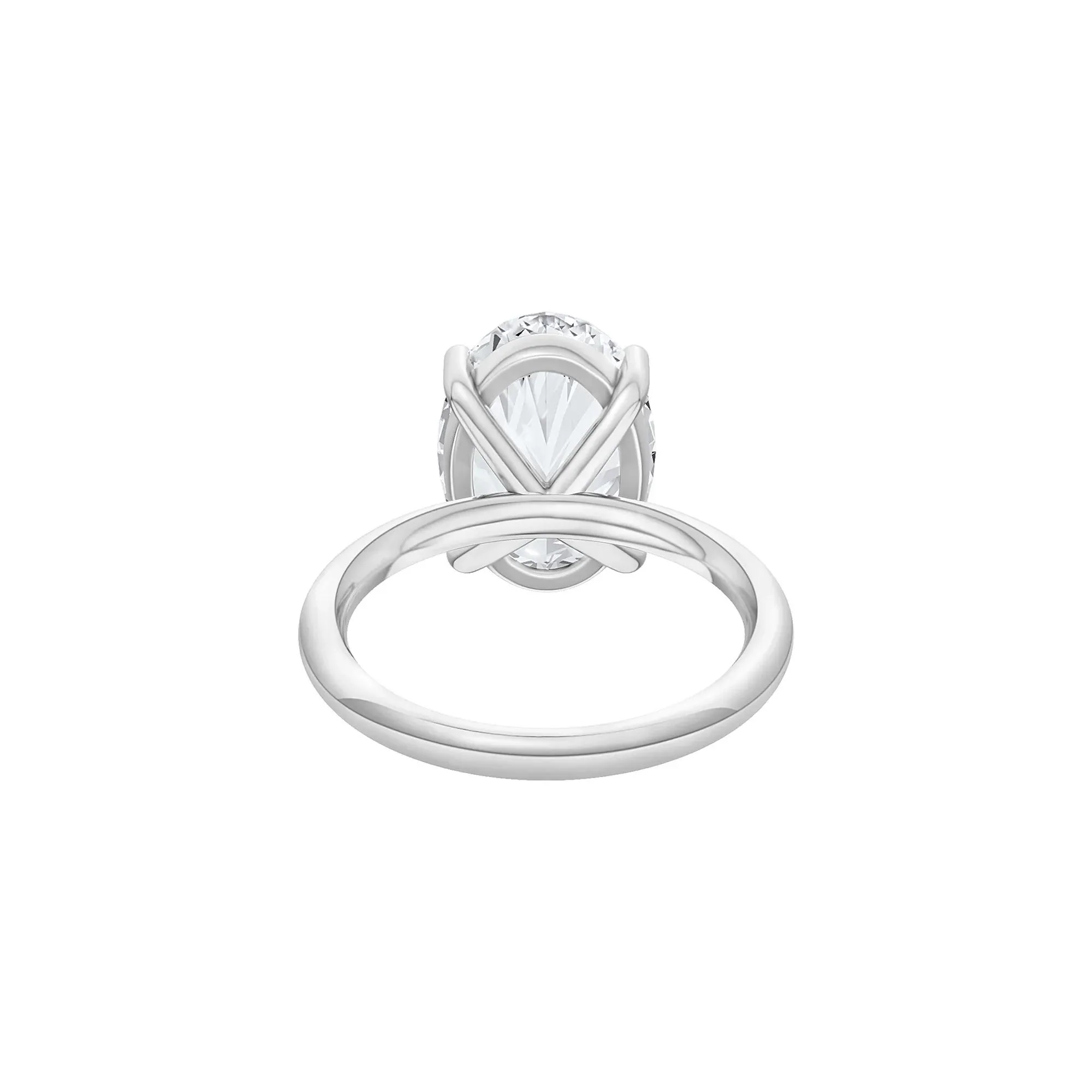 Lab Grown Diamond Oval Solitaire Ring 14K White Gold (5 CT.) Size 7.5 2mm - Image 4