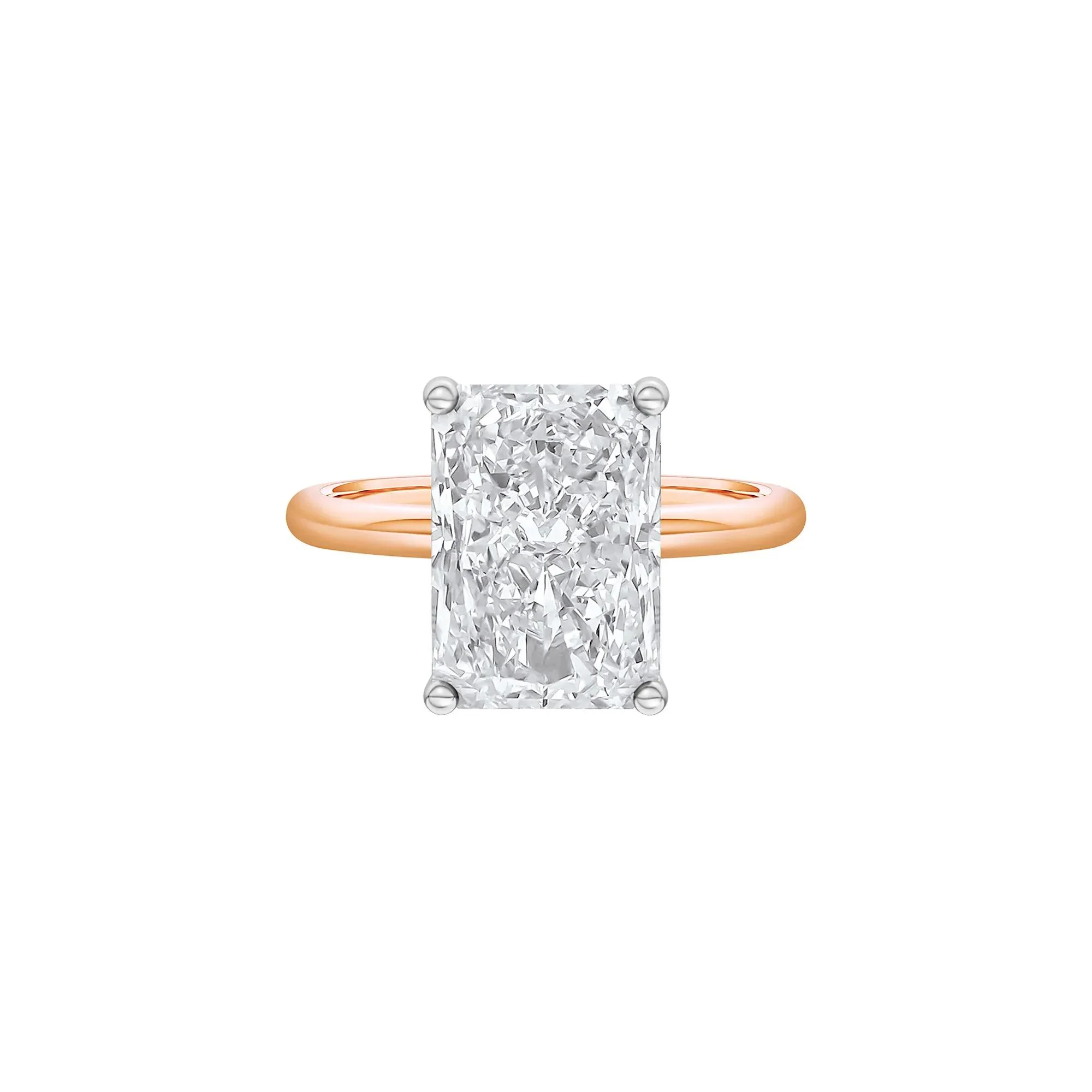 Lab Grown Diamond Radiant-Cut Solitaire Ring 14K Rose & White Gold (5 CT.) Size 6.5 2mm