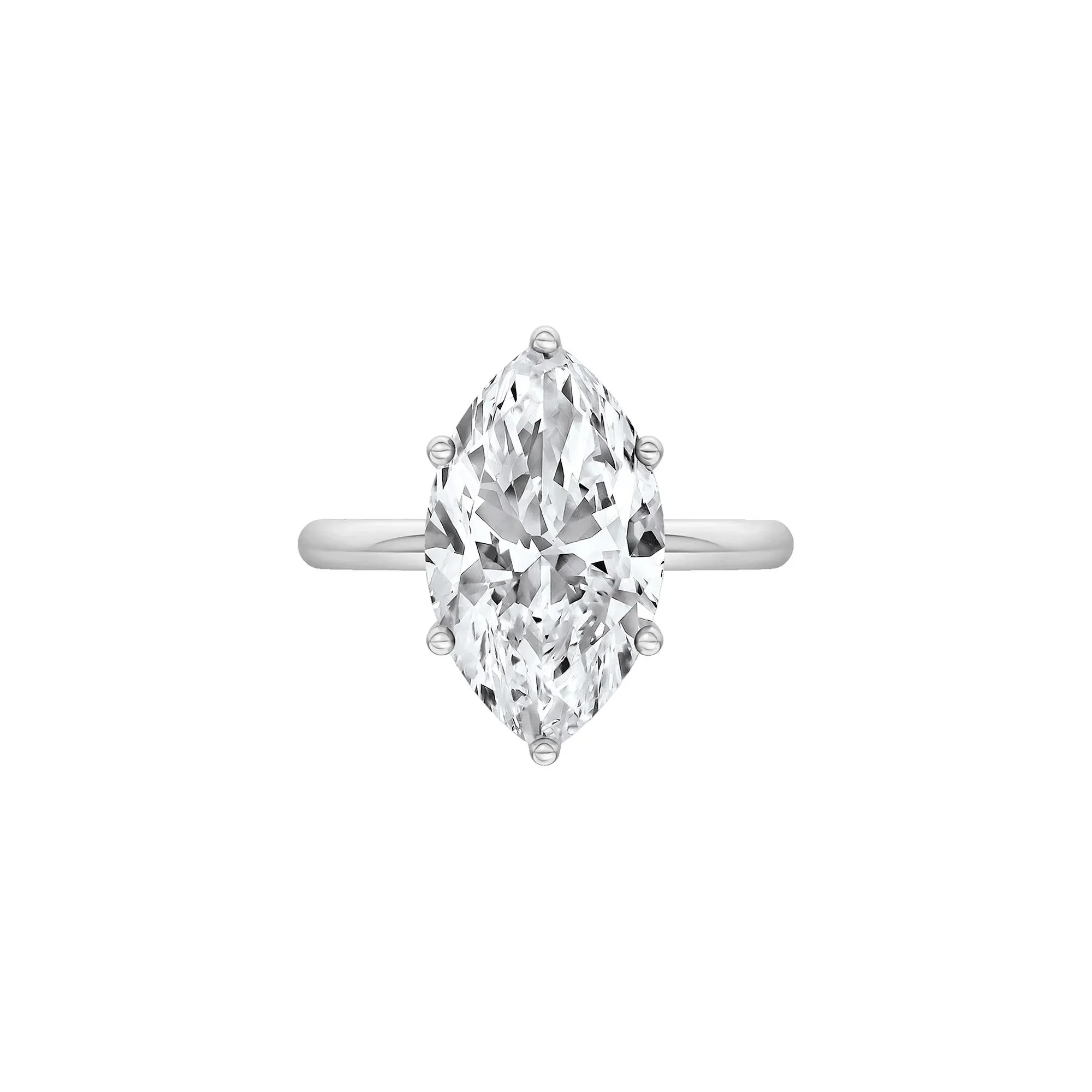 4 CT. Tw. Lab Grown Diamond Marquise Solitaire Engagement Ring Platinum White Size 4 2mm