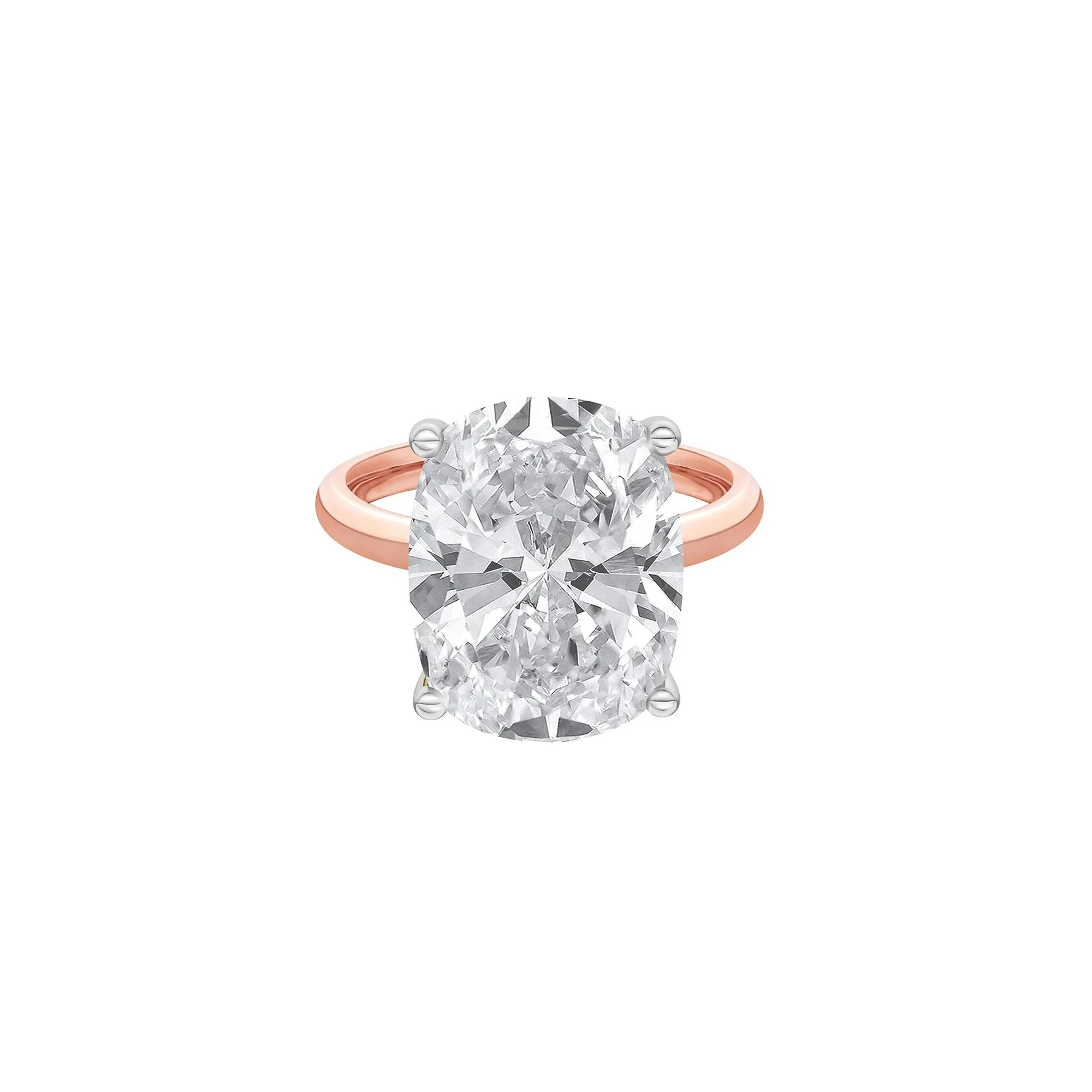 7 CT. Tw. Lab Grown Diamond Elongated Cushion-Cut Engagement Ring 14K Rose and White Gold Size 5.5 2mm