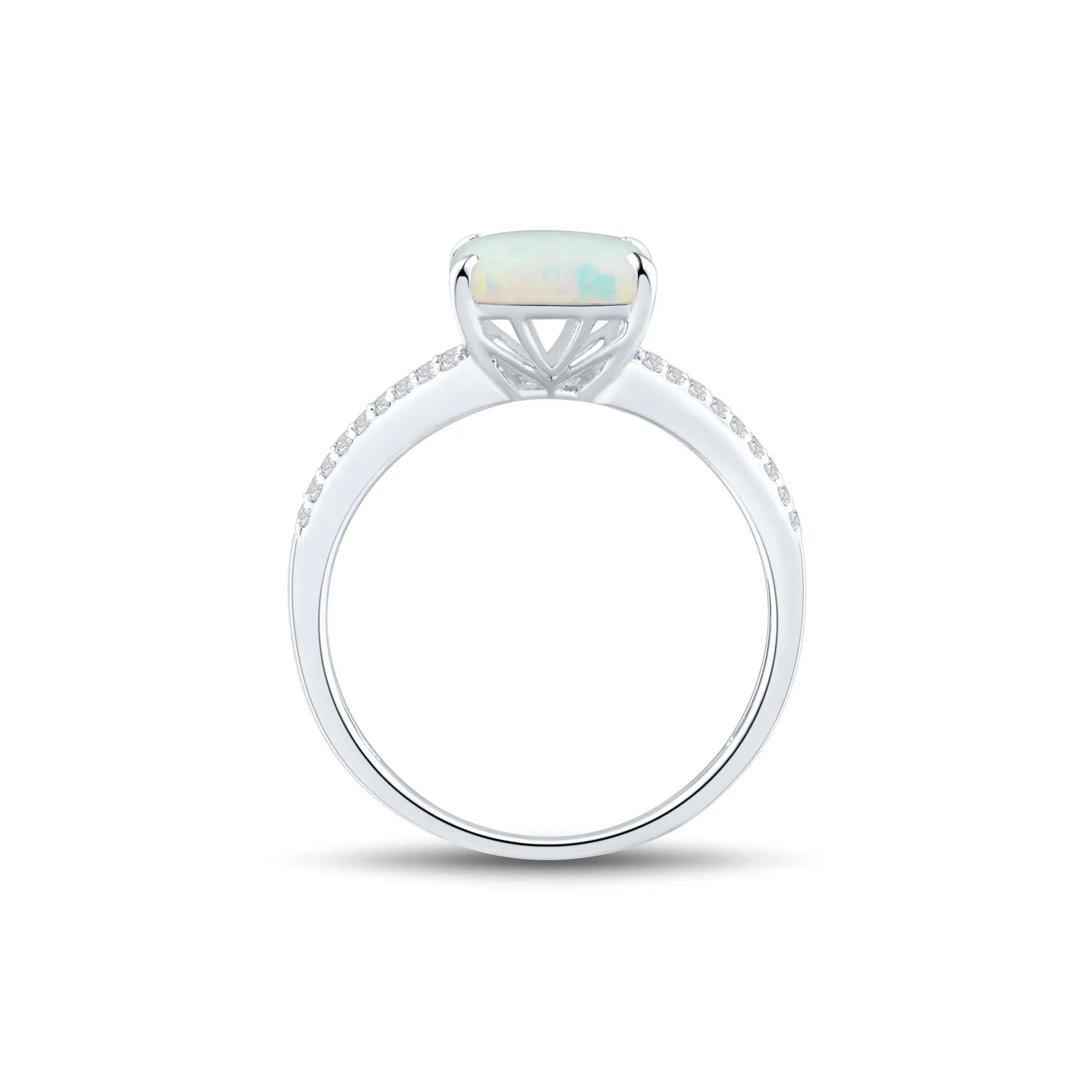 Lab-Created Opal and Lab-Created White Sapphire Ring .925 Sterling Silver Size 8 1mm - Image 2