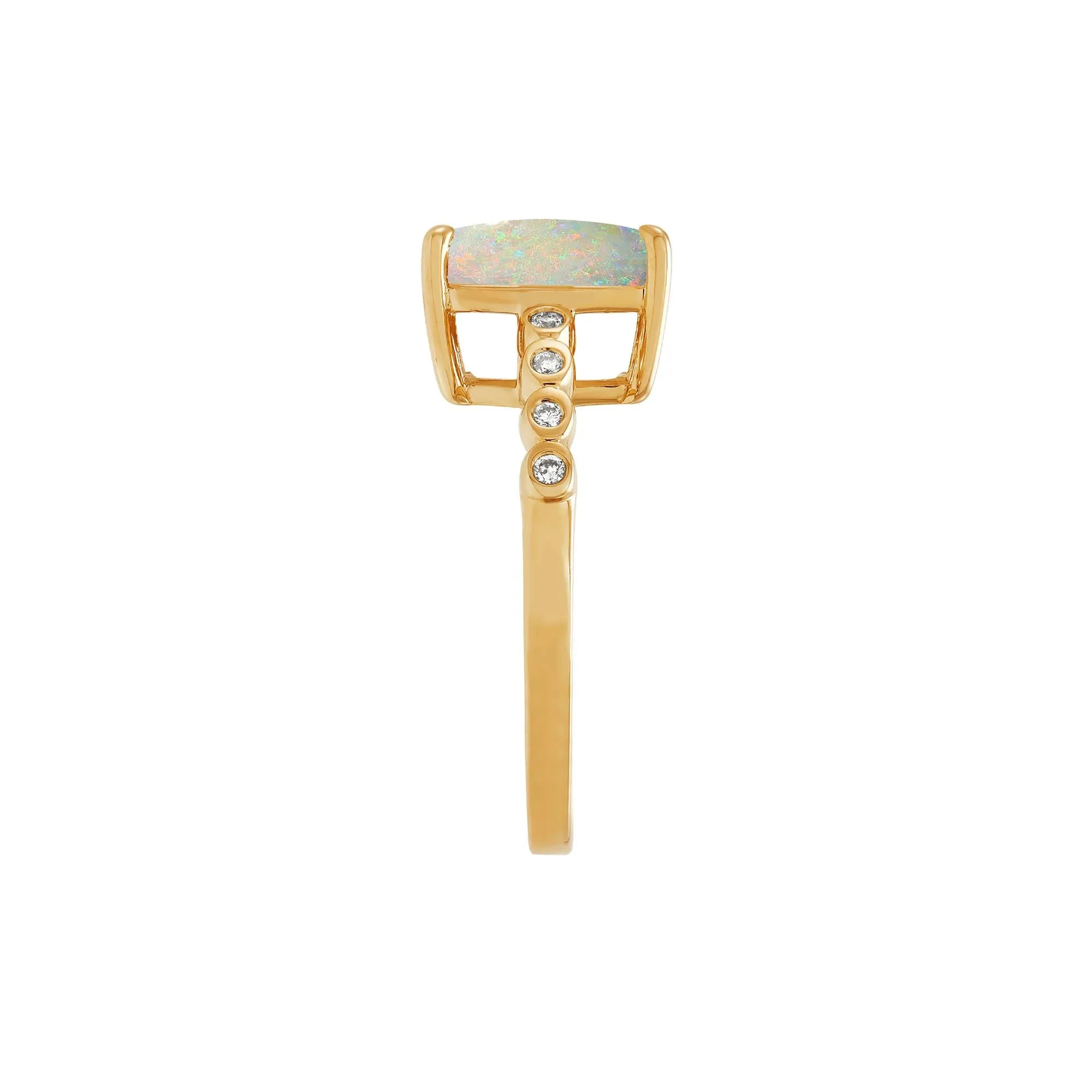 Opal Cabochon & Diamond Accent Ring 10K Yellow Gold Size 7 1mm - Image 3
