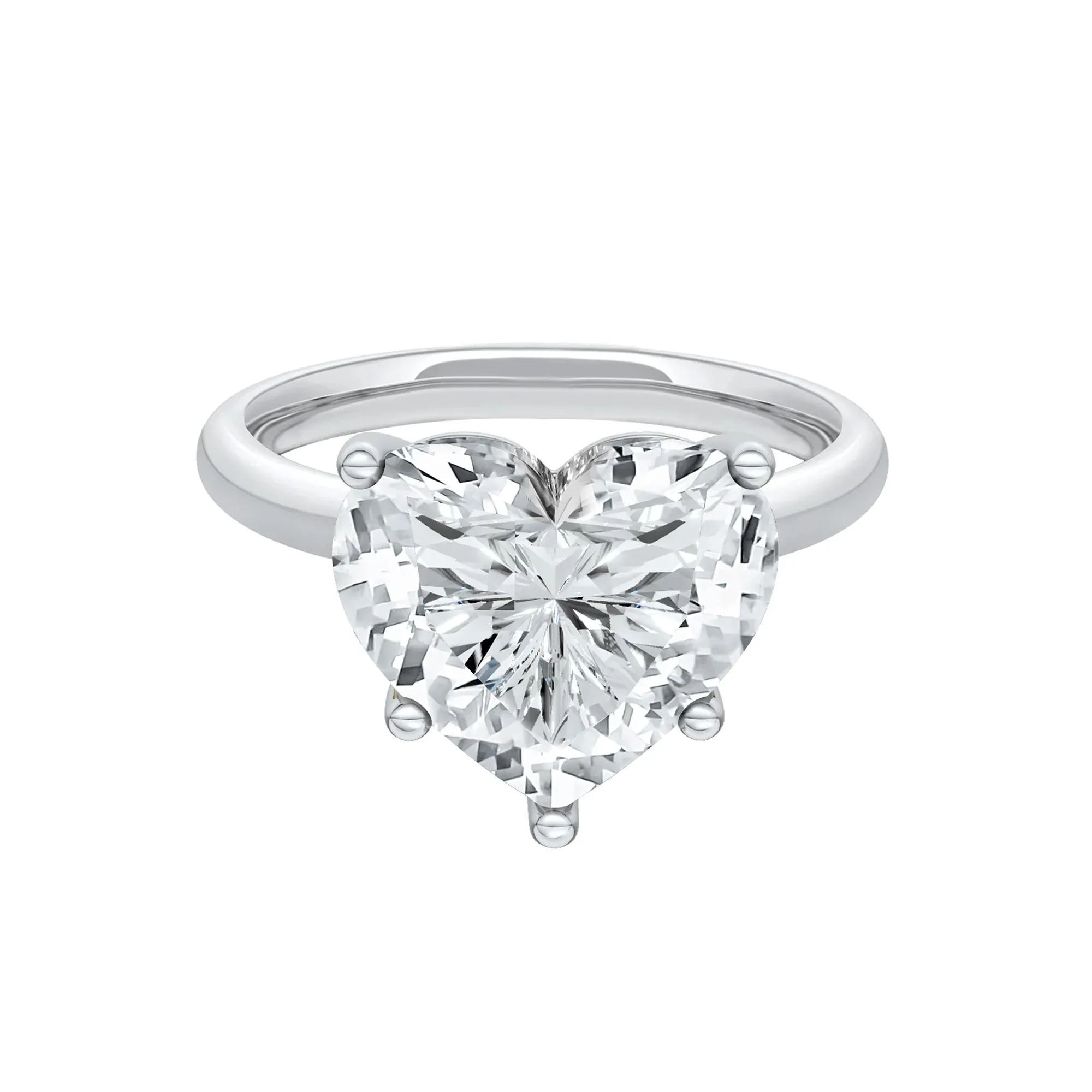 Lab Grown Diamond Heart-Shaped Solitaire Ring Platinum (5 CT.) White Size 10.5 2mm
