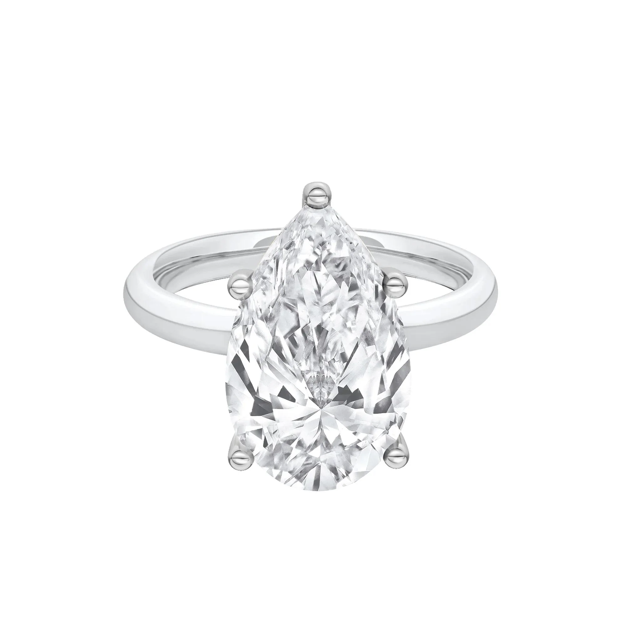 Lab Grown Diamond Pear-Shaped Solitaire Ring 14K White Gold (5 CT.) Size 6 2mm