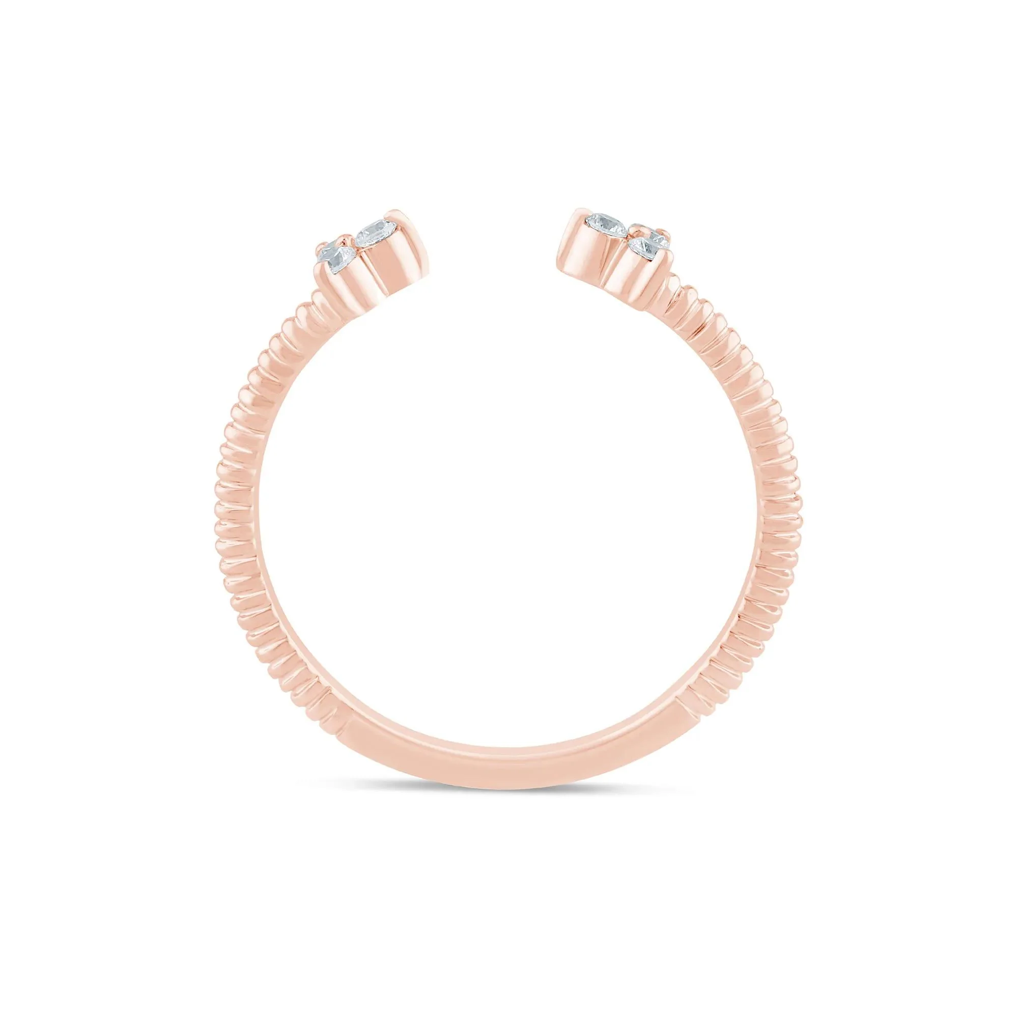 1/10 CT. Tw. Diamond Open Ring 10K Rose Gold Size 7.5 1.5mm - Image 2