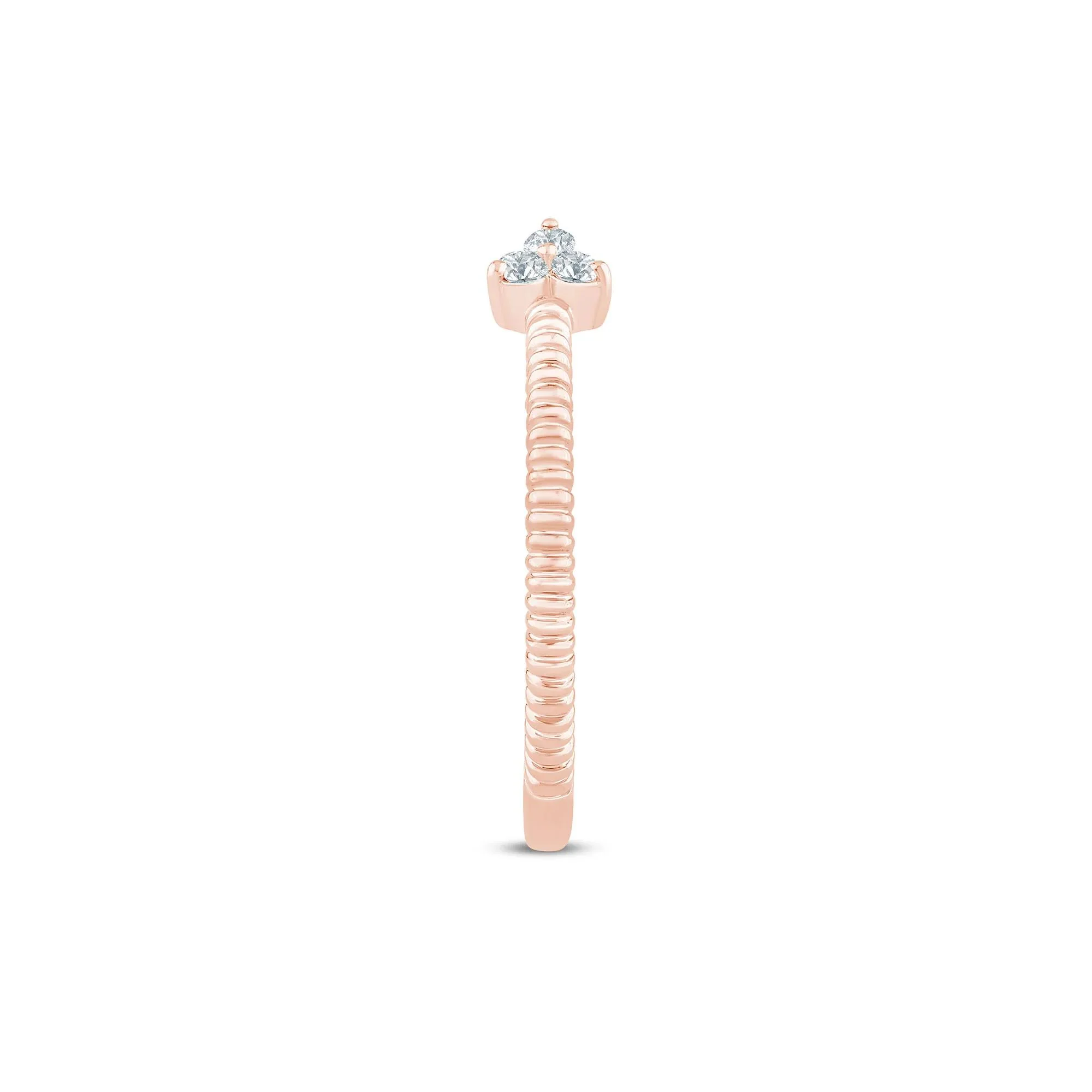 1/10 CT. Tw. Diamond Open Ring 10K Rose Gold Size 7.5 1.5mm - Image 3