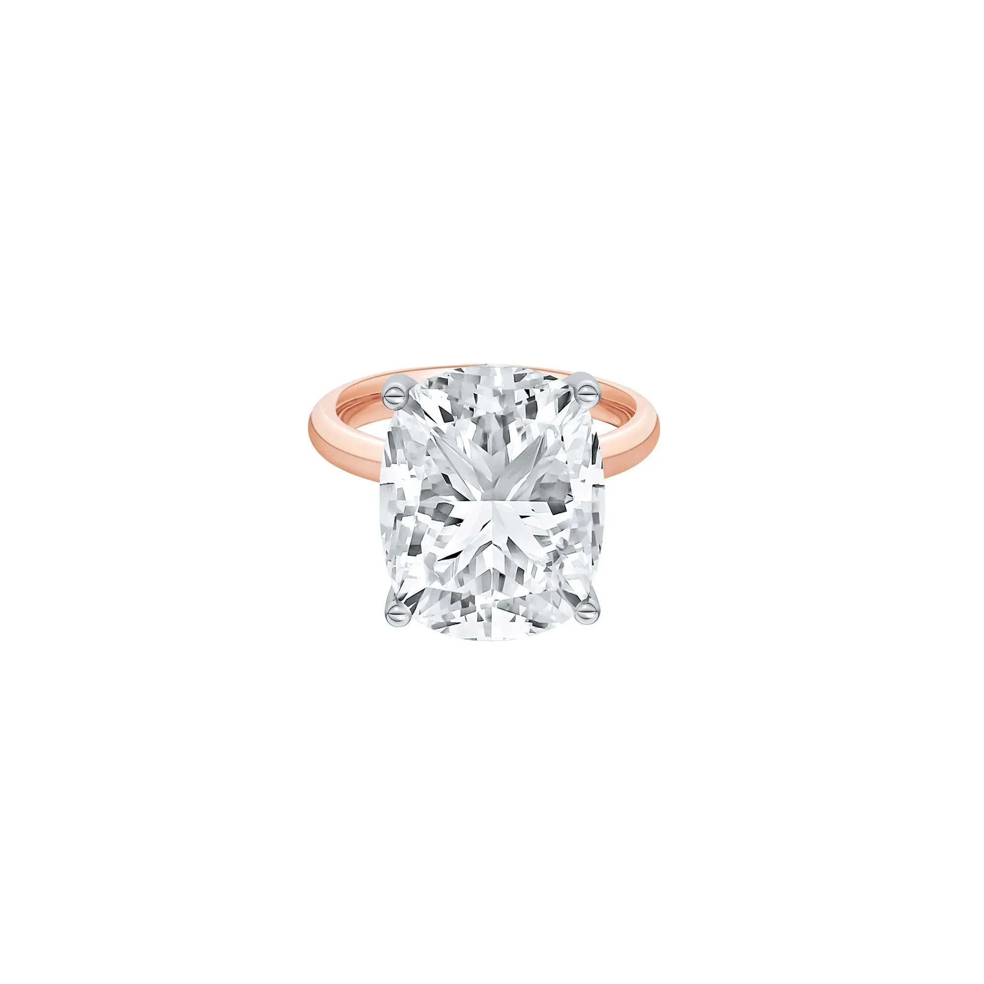 9 CT. Tw. Lab Grown Diamond Elongated Cushion-Cut Engagement Ring 14K Rose and White Gold Size 7 2mm