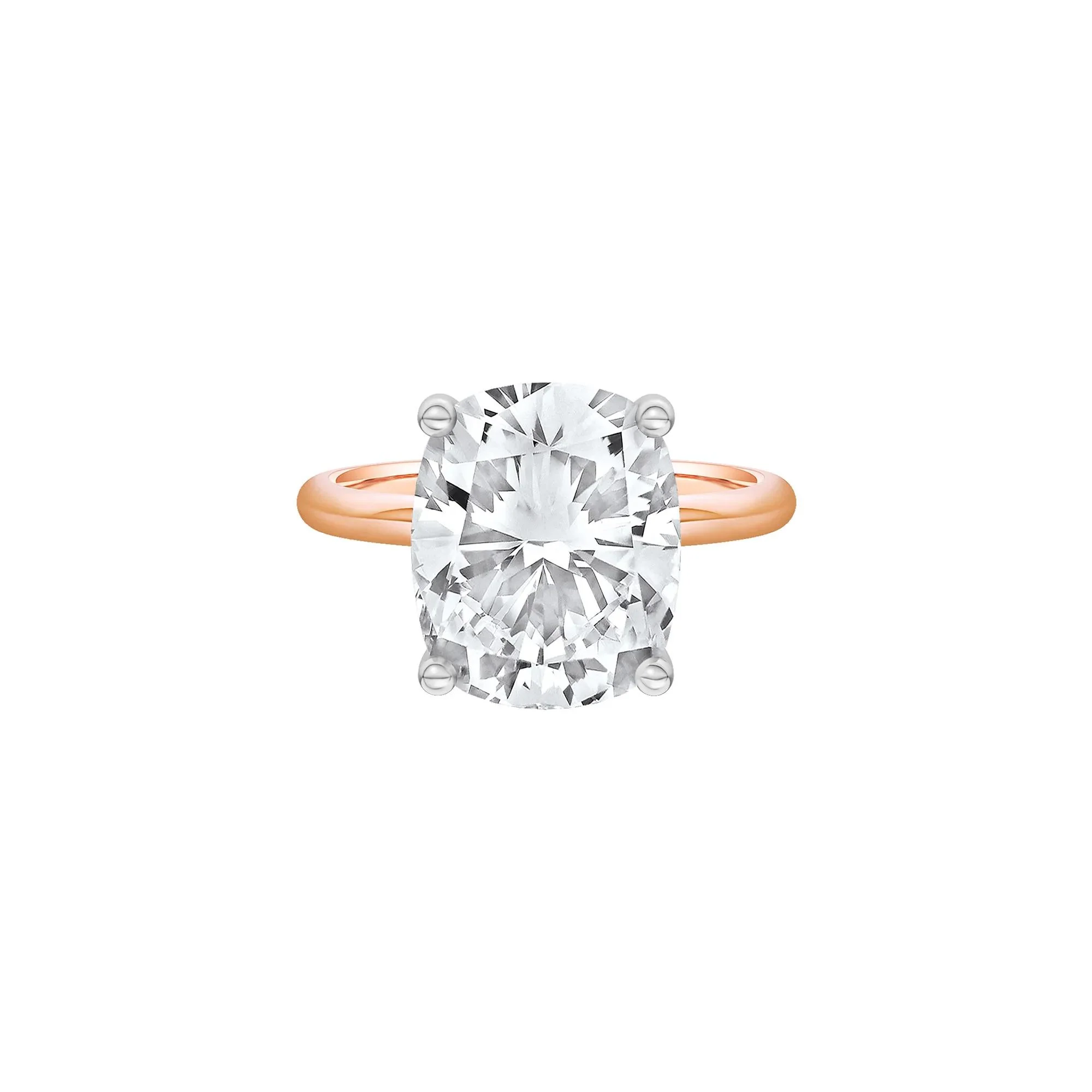 6 CT. Tw. Lab Grown Diamond Elongated Cushion-Cut Engagement Ring 14K Rose and White Gold Size 8.5 2mm
