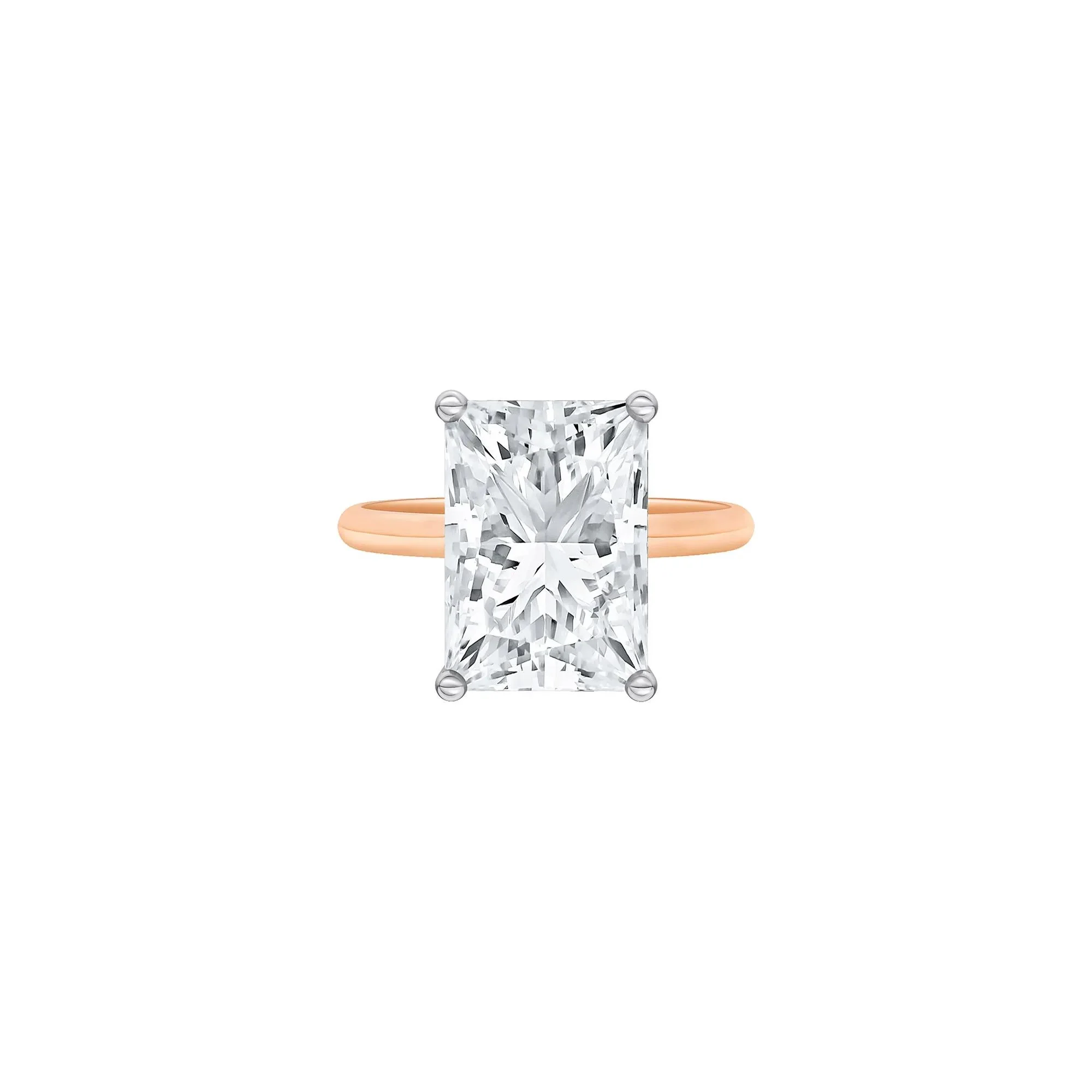 Lab Grown Diamond Radiant-Cut Solitaire Ring 14K Rose & White Gold (6 CT.) Size 6 2mm