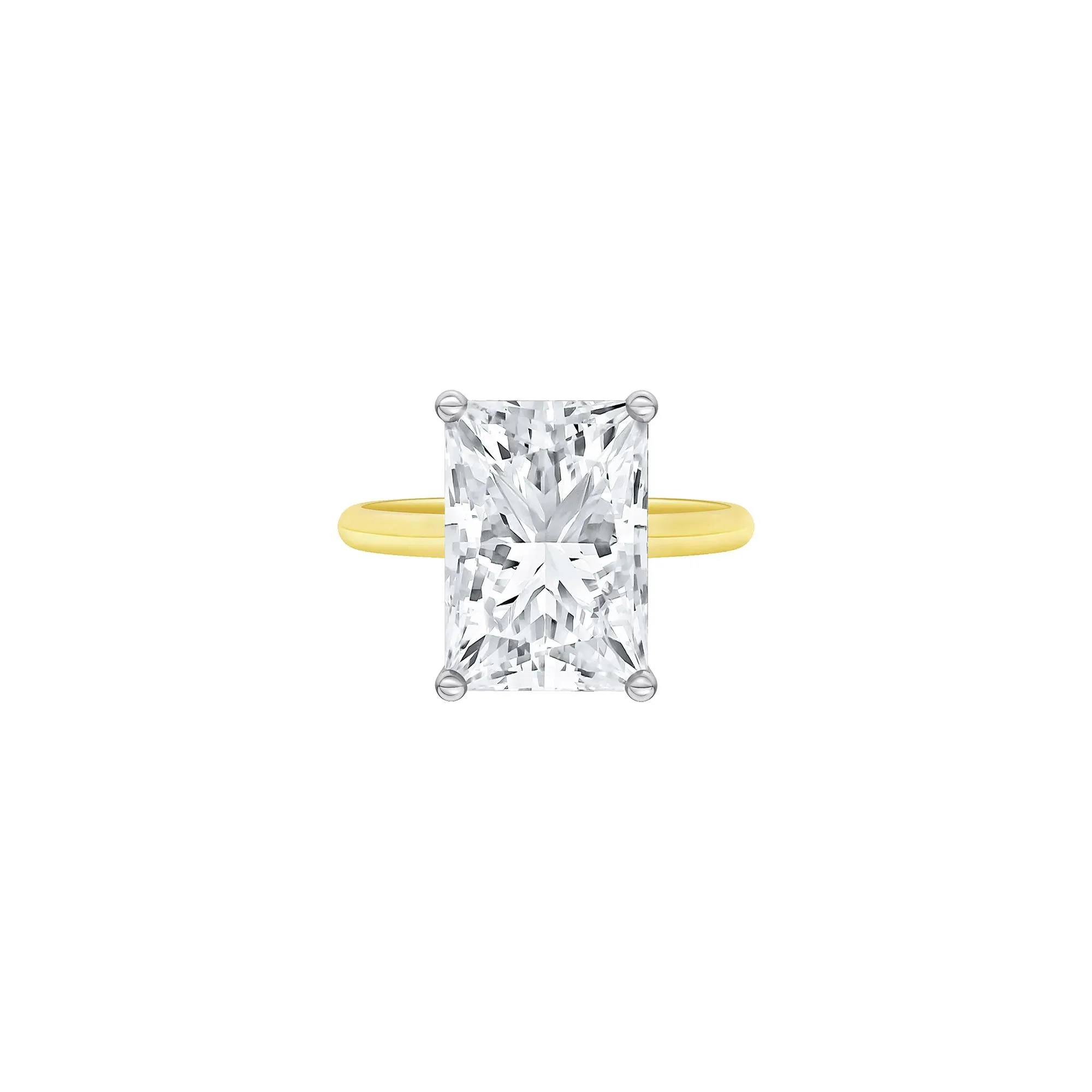 Lab Grown Diamond Radiant-Cut Solitaire Ring 14K Yellow & White Gold (6 CT.) Size 5 2mm