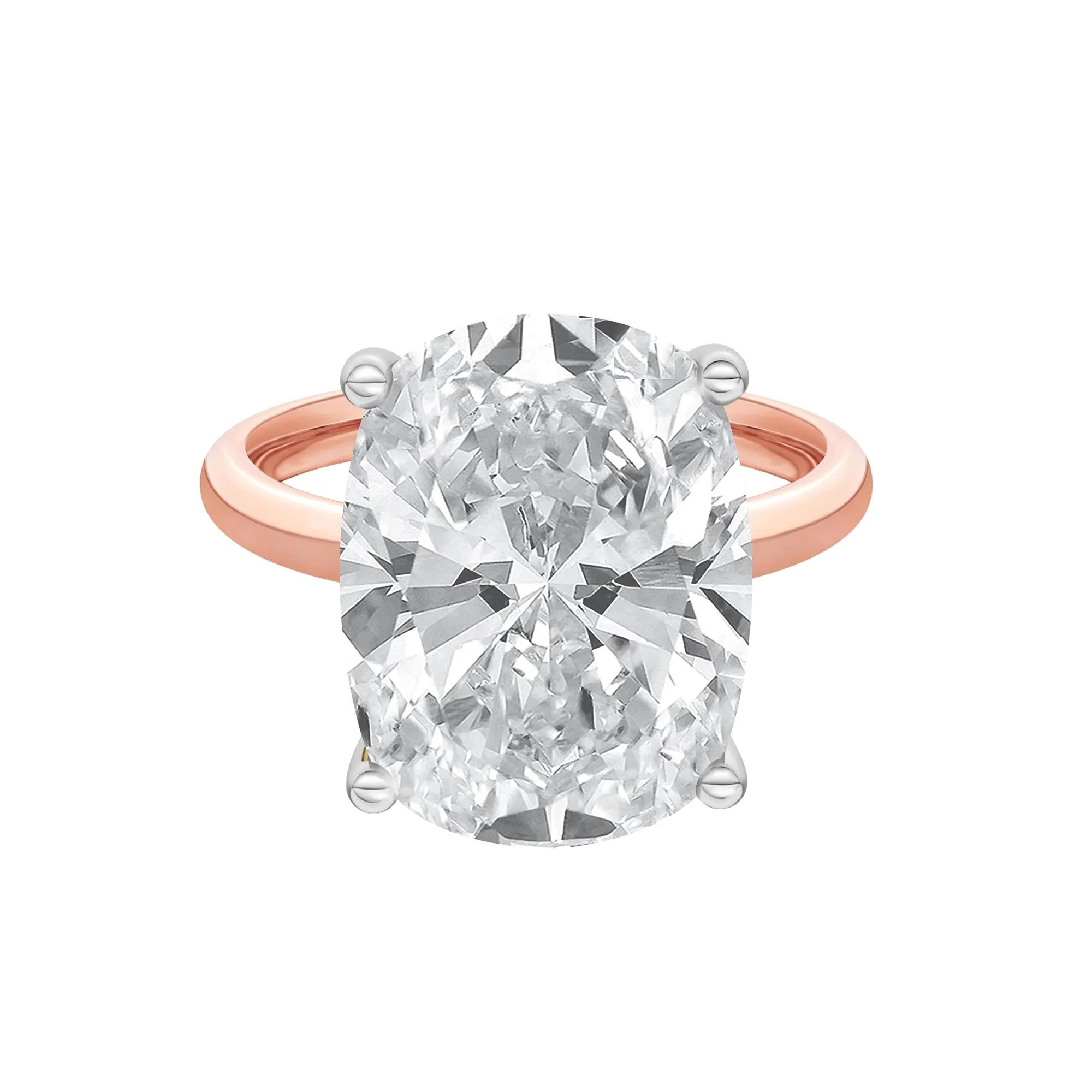 8 CT. Tw. Lab Grown Diamond Elongated Cushion-Cut Engagement Ring 14K Rose and White Gold Size 10 2mm