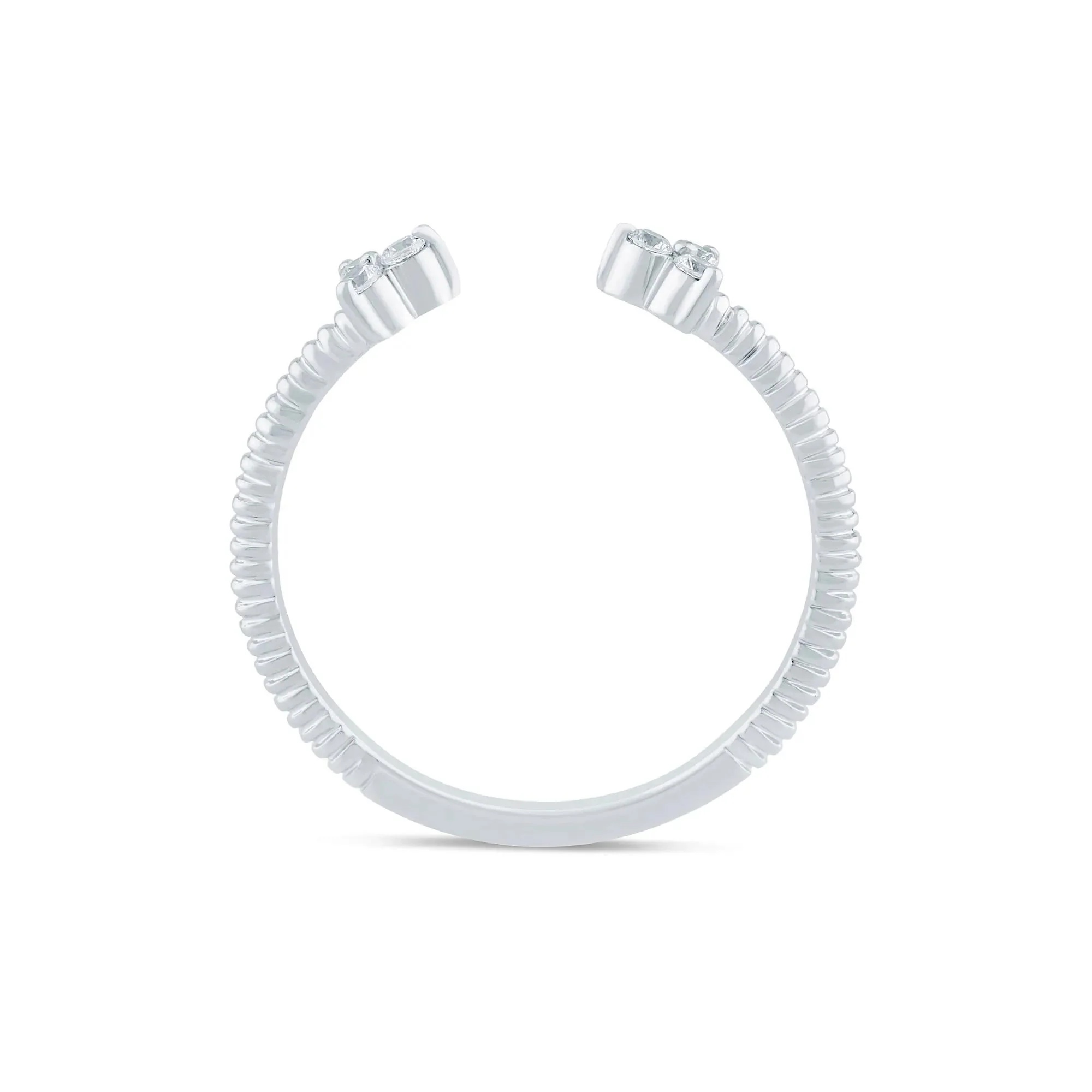 1/10 CT. Tw. Diamond Open Ring 10K White Gold Size 7.5 1.5mm - Image 2