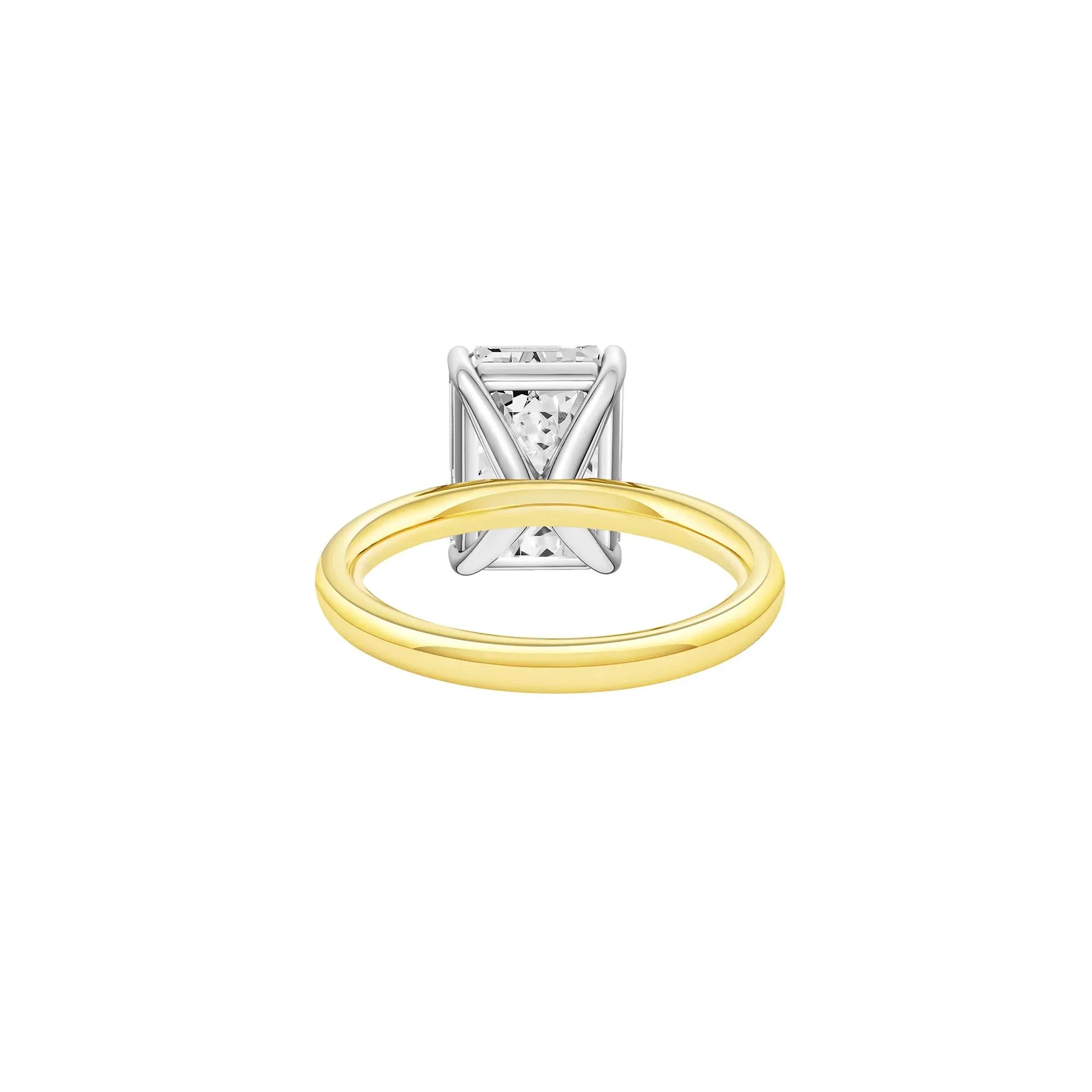 Lab Grown Diamond Emerald-Cut Solitaire Ring 14K Yellow & White Gold (5 CT.) Size 11 2mm - Image 4