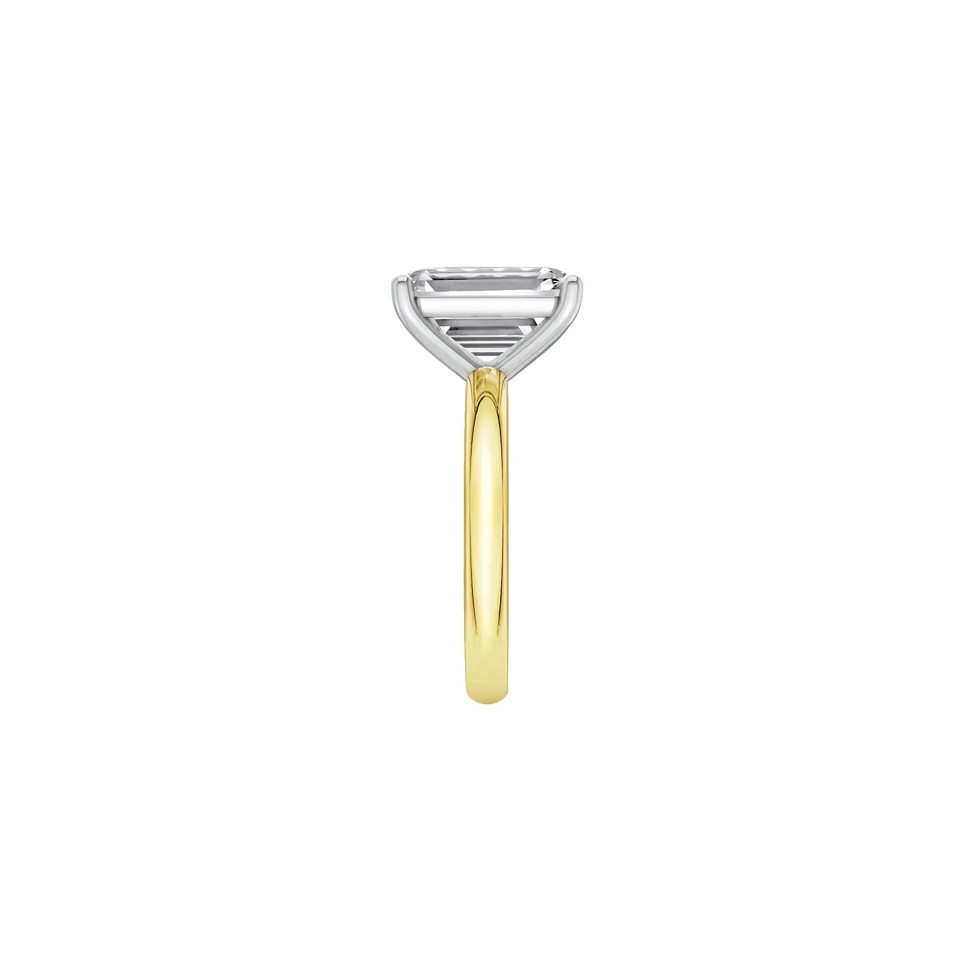 Lab Grown Diamond Emerald-Cut Solitaire Ring 14K Yellow & White Gold (5 CT.) Size 8 2mm - Image 3