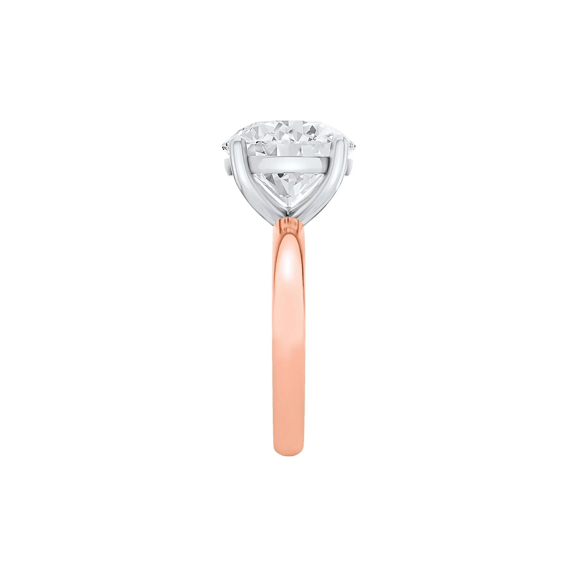 Lab Grown Diamond Round Solitaire Ring 14K Rose & White Gold (6 CT.) Round Brilliant Cut Size 5.5 2mm - Image 3