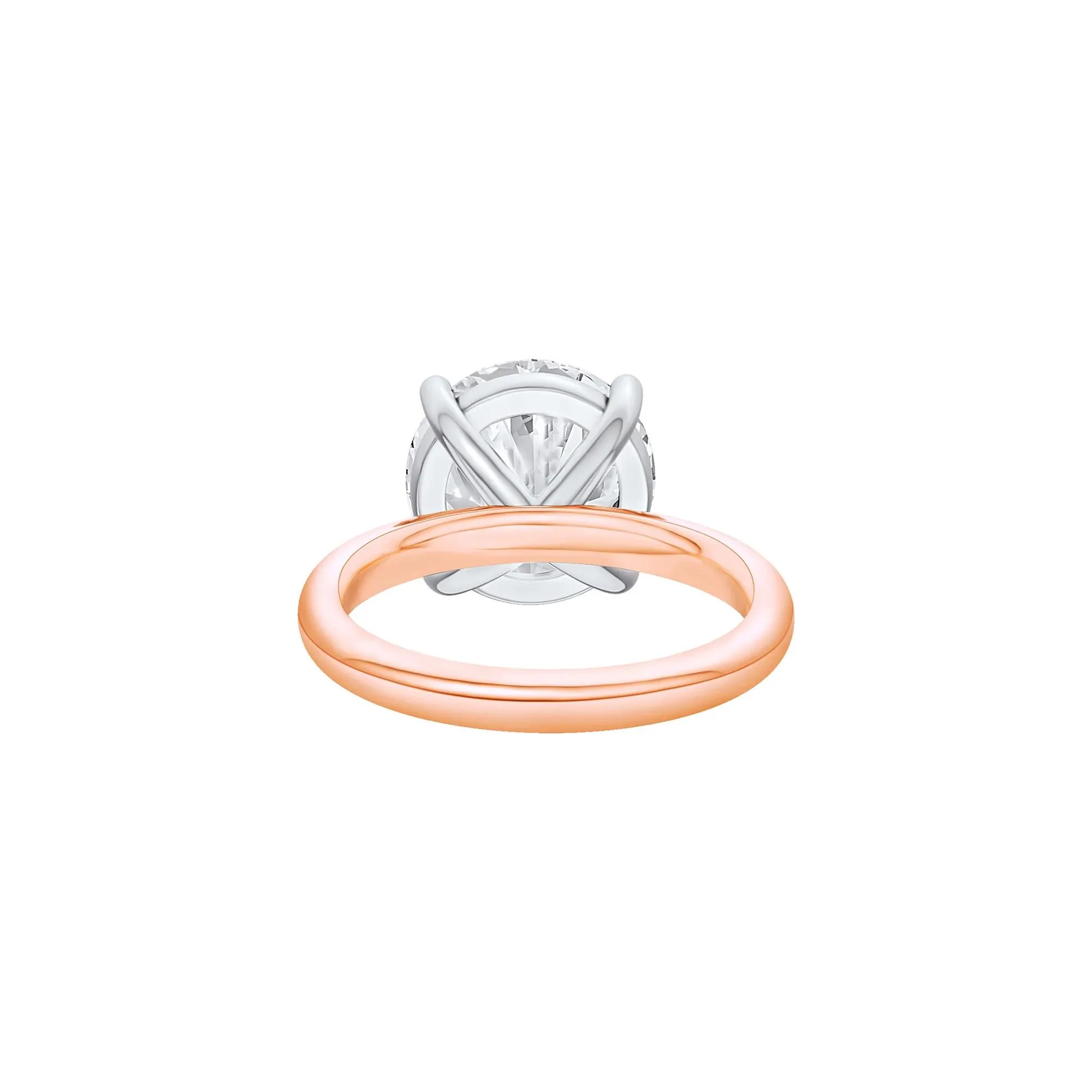 Lab Grown Diamond Round Solitaire Ring 14K Rose & White Gold (6 CT.) Round Brilliant Cut Size 8.5 2mm - Image 4