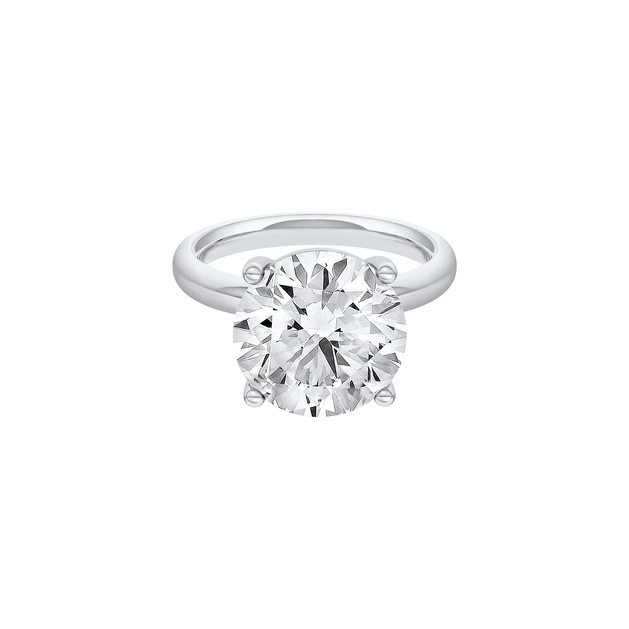 Lab Grown Diamond Round Solitaire Ring 14K White Gold (6 CT.) Round Brilliant Cut Size 8 2mm
