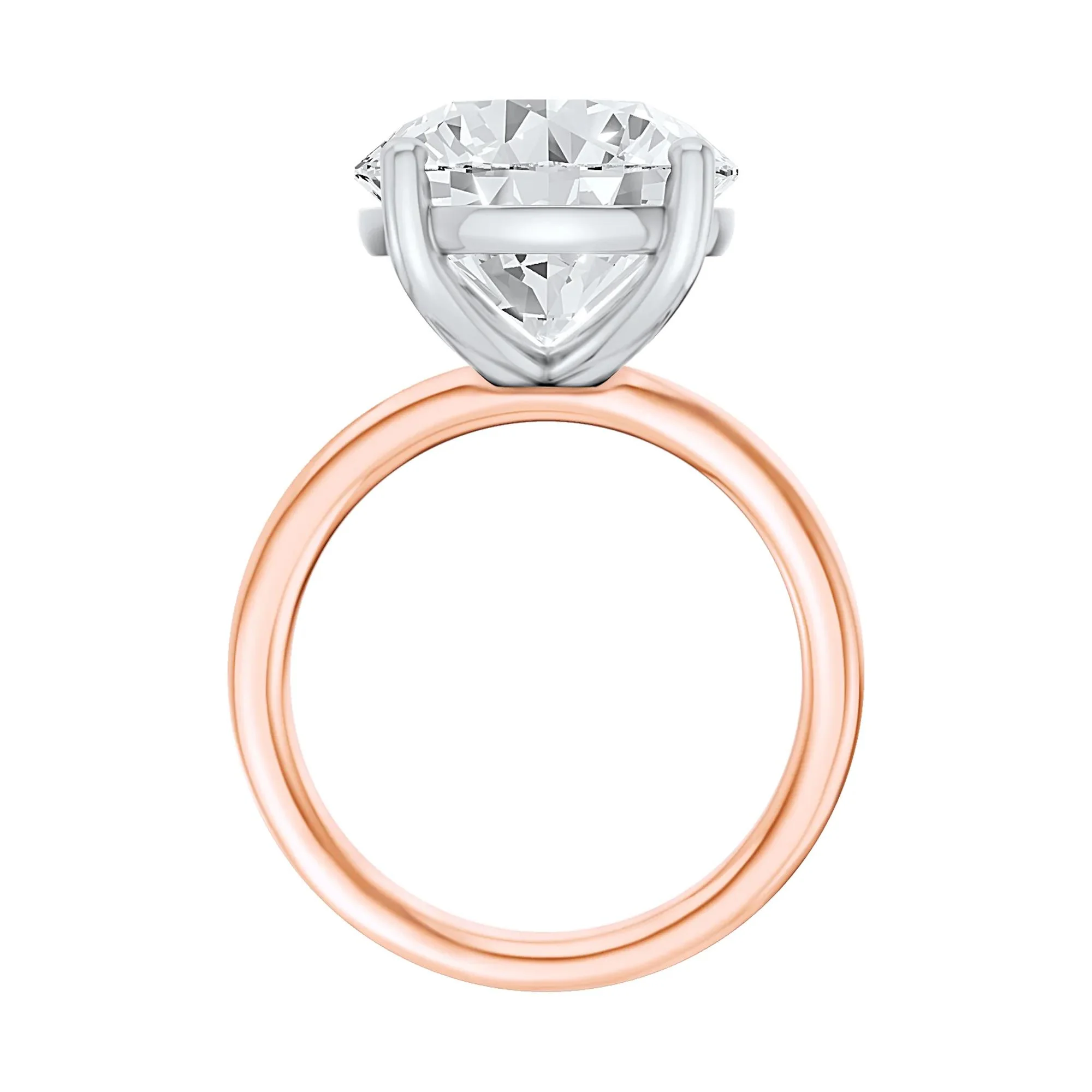 Lab Grown Diamond Round Solitaire Ring 14K Rose & White Gold (7 CT.) Round Brilliant Cut Size 10 2mm - Image 2