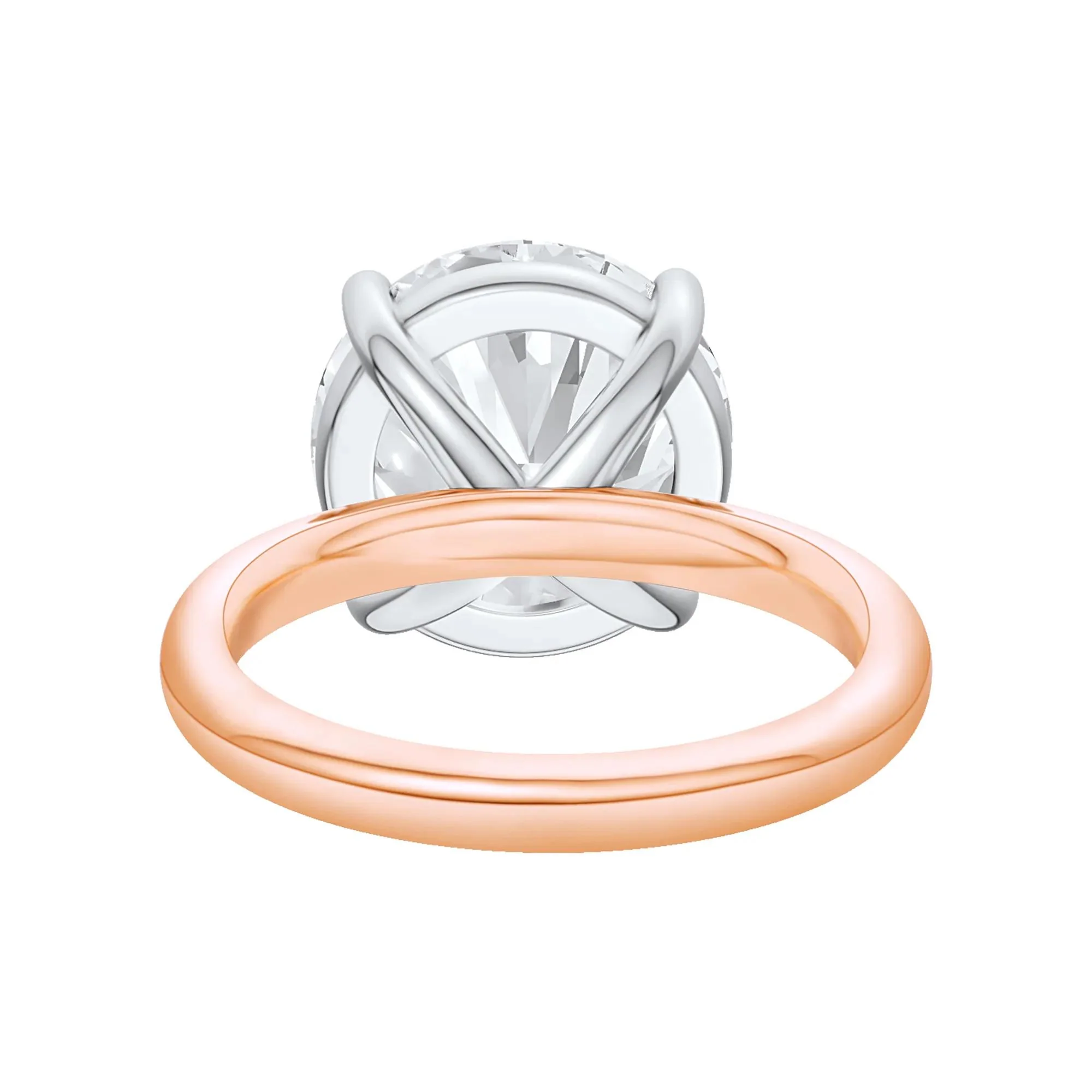 Lab Grown Diamond Round Solitaire Ring 14K Rose & White Gold (7 CT.) Round Brilliant Cut Size 11 2mm - Image 4