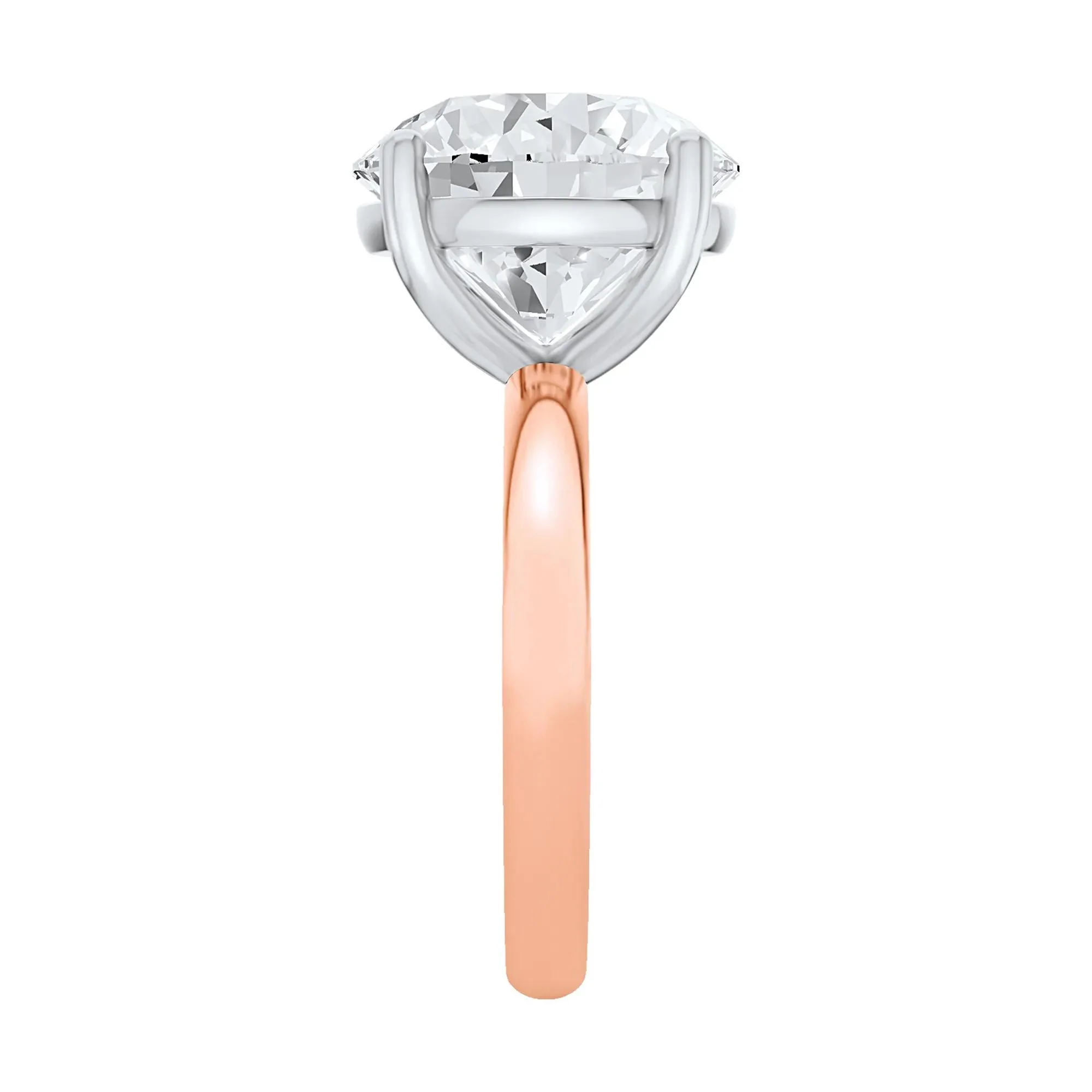 Lab Grown Diamond Round Solitaire Ring 14K Rose & White Gold (7 CT.) Round Brilliant Cut Size 9 2mm - Image 3