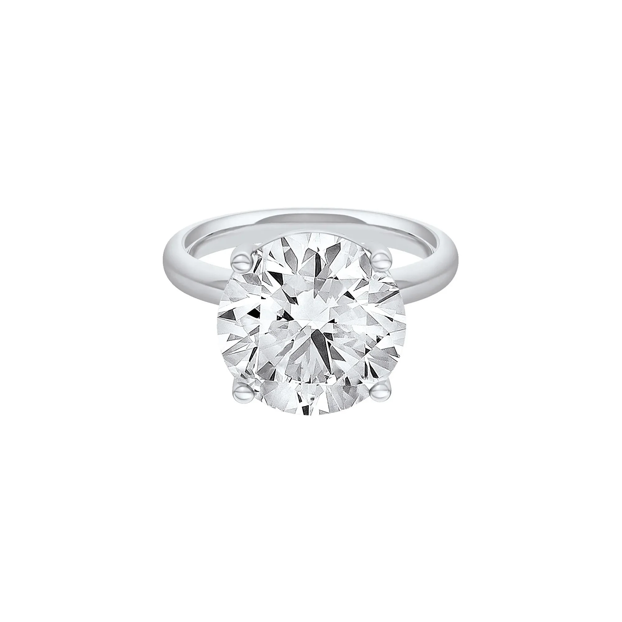 Lab Grown Diamond Round Solitaire Ring 14K White Gold (7 CT.) Round Brilliant Cut Size 11 2mm