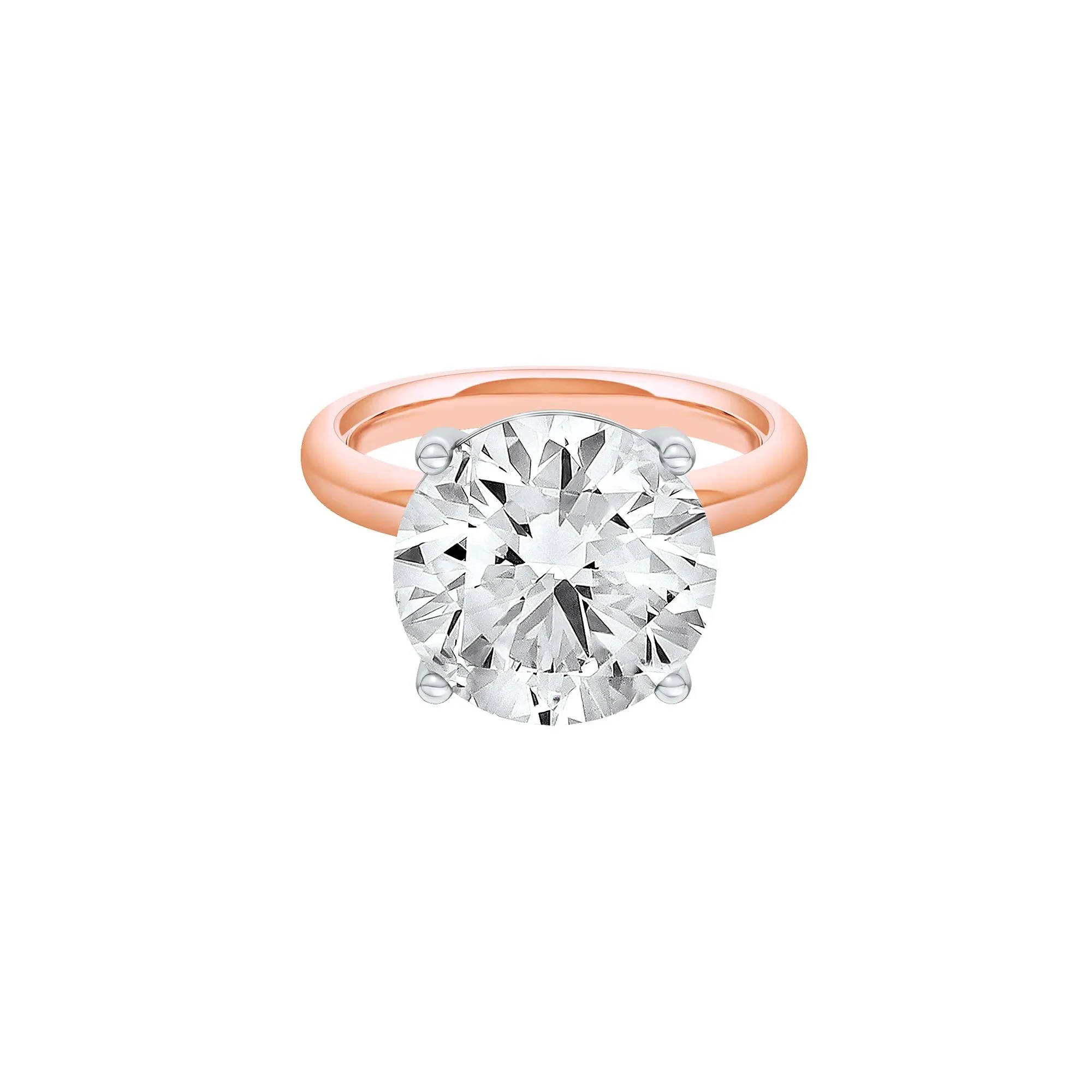 Lab Grown Diamond Round Solitaire Ring 14K Rose & White Gold (8 CT.) Round Brilliant Cut Size 4.5 2mm