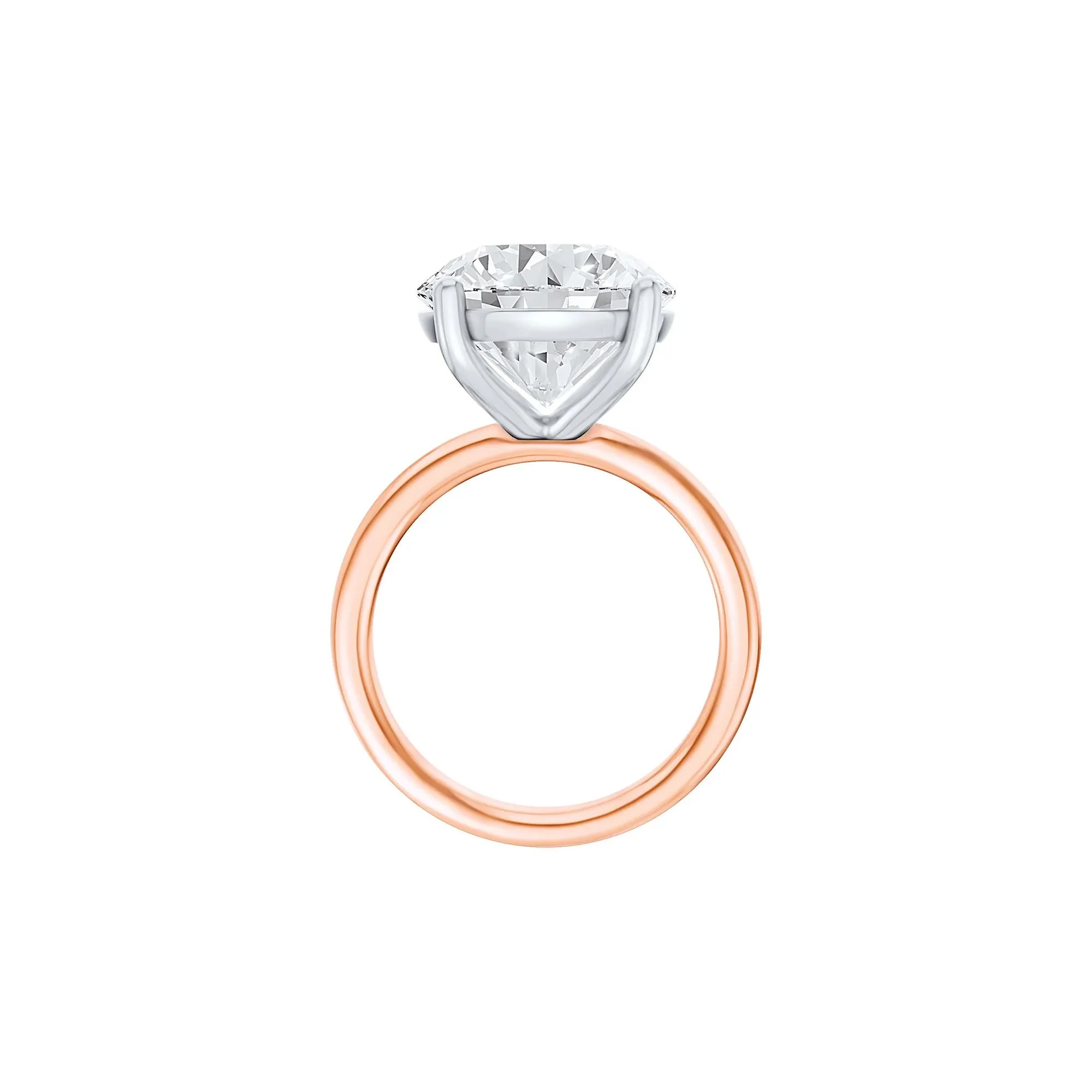 Lab Grown Diamond Round Solitaire Ring 14K Rose & White Gold (8 CT.) Round Brilliant Cut Size 7 2mm - Image 2