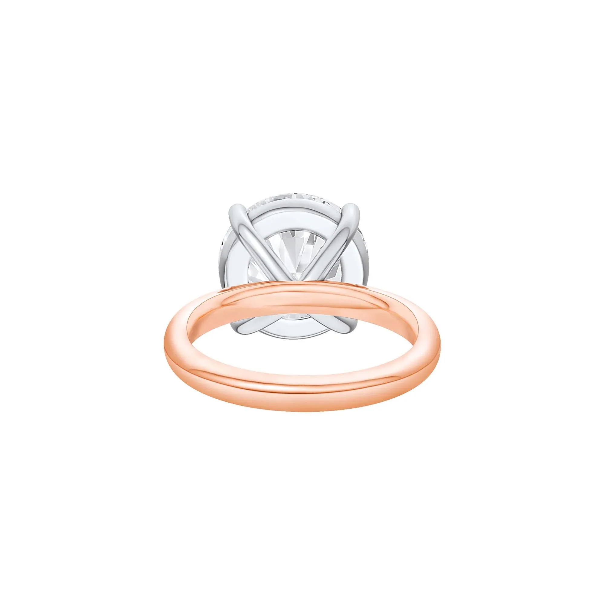 Lab Grown Diamond Round Solitaire Ring 14K Rose & White Gold (8 CT.) Round Brilliant Cut Size 7.5 2mm - Image 4