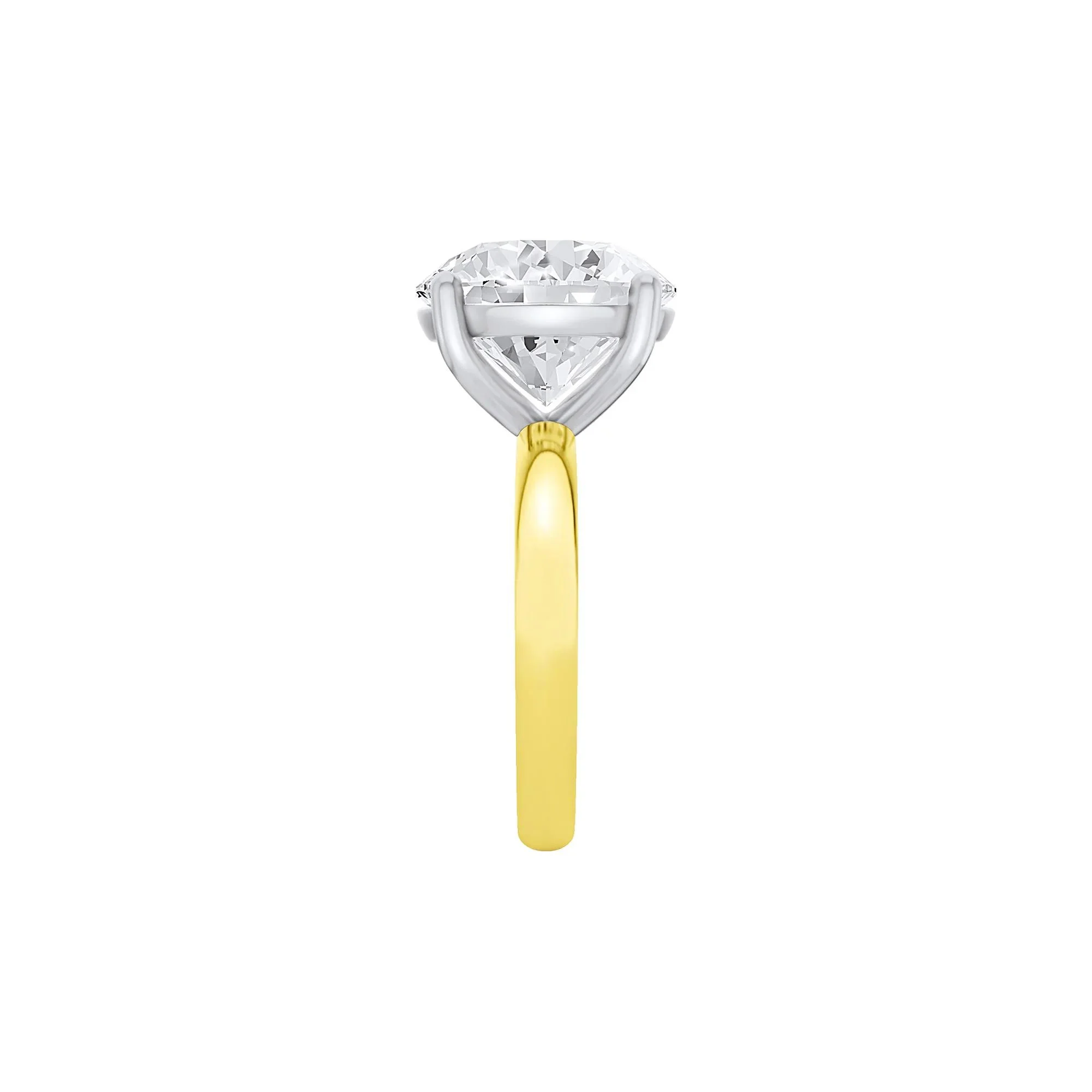 Lab Grown Diamond Round Solitaire Ring 14K Yellow & White Gold (8 CT.) Round Brilliant Cut Size 5.5 2mm - Image 3