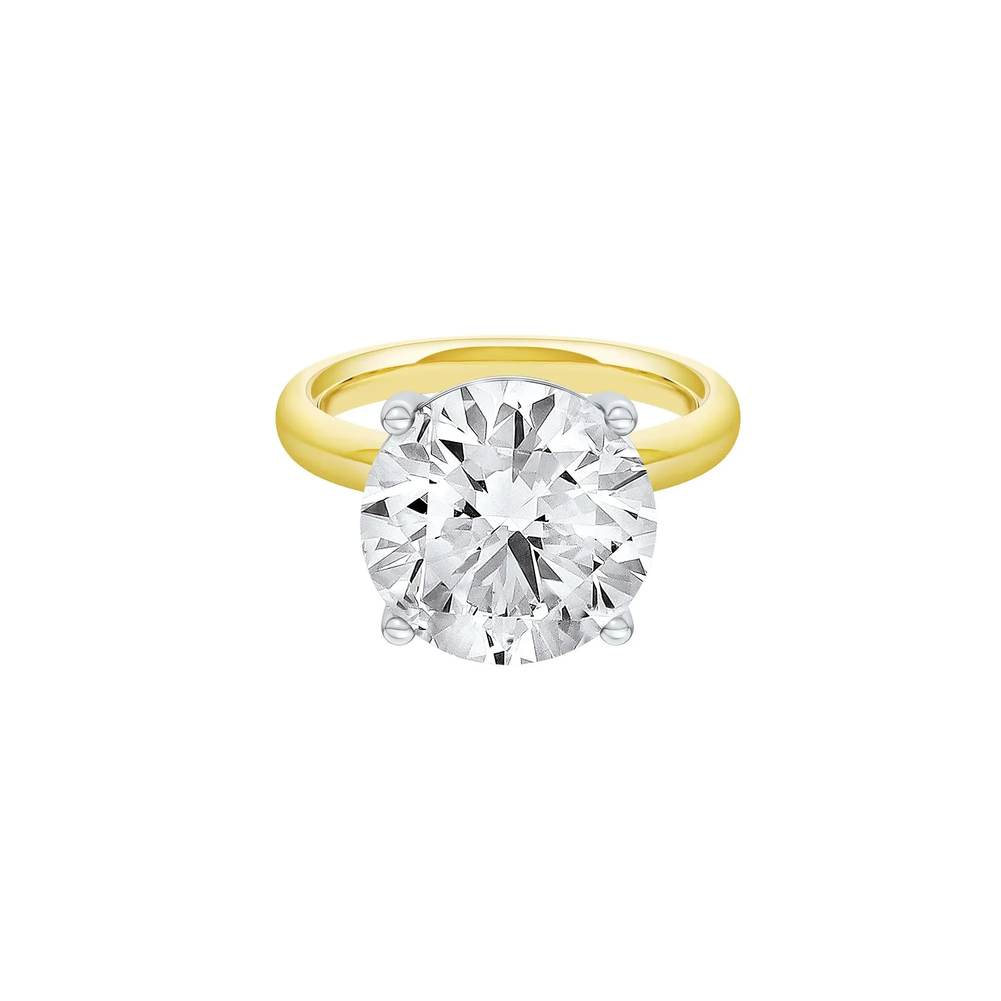 Lab Grown Diamond Round Solitaire Ring 14K Yellow & White Gold (8 CT.) Round Brilliant Cut Size 7.5 2mm